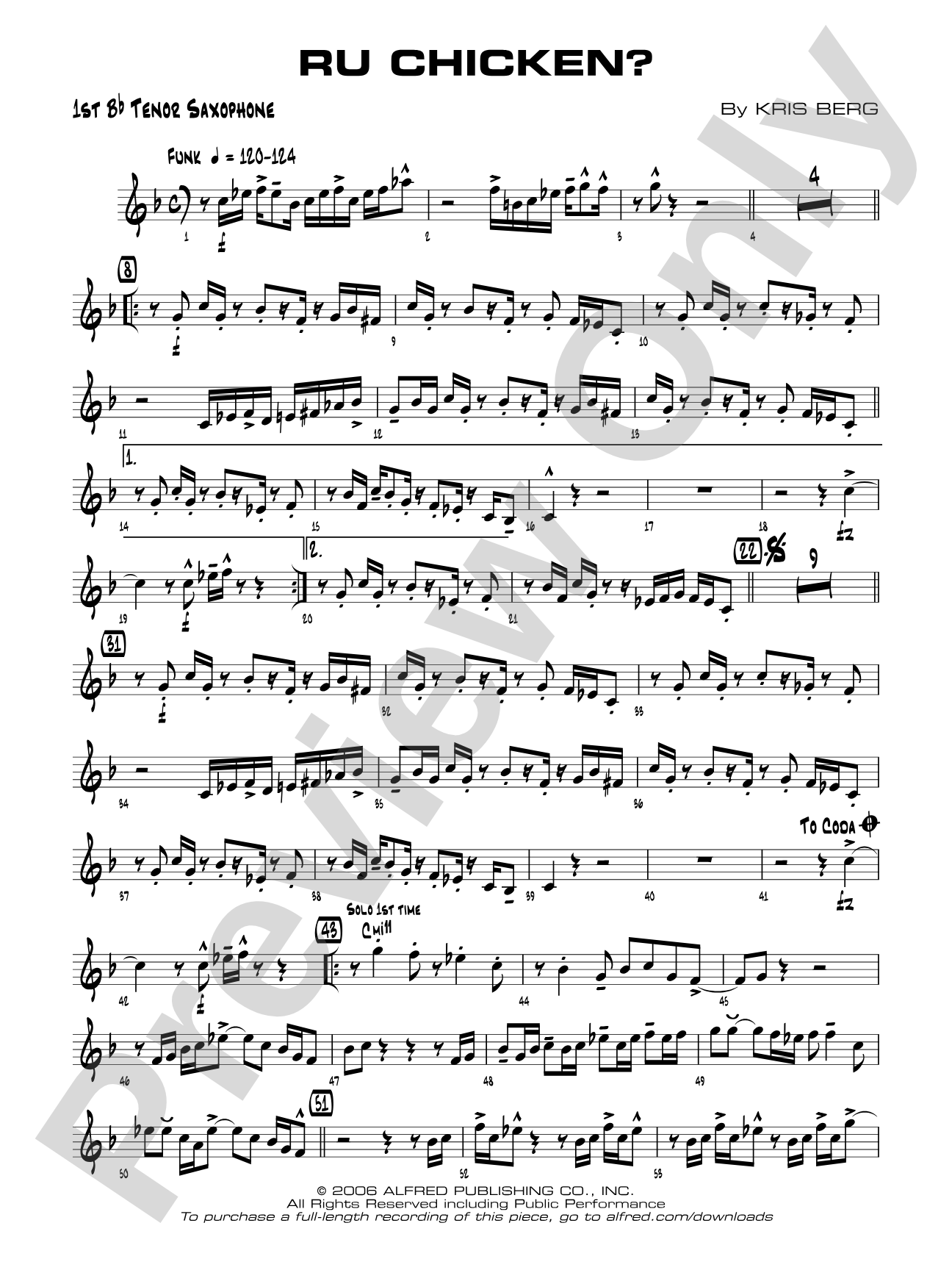 R U Chicken?: B-flat Tenor Saxophone
