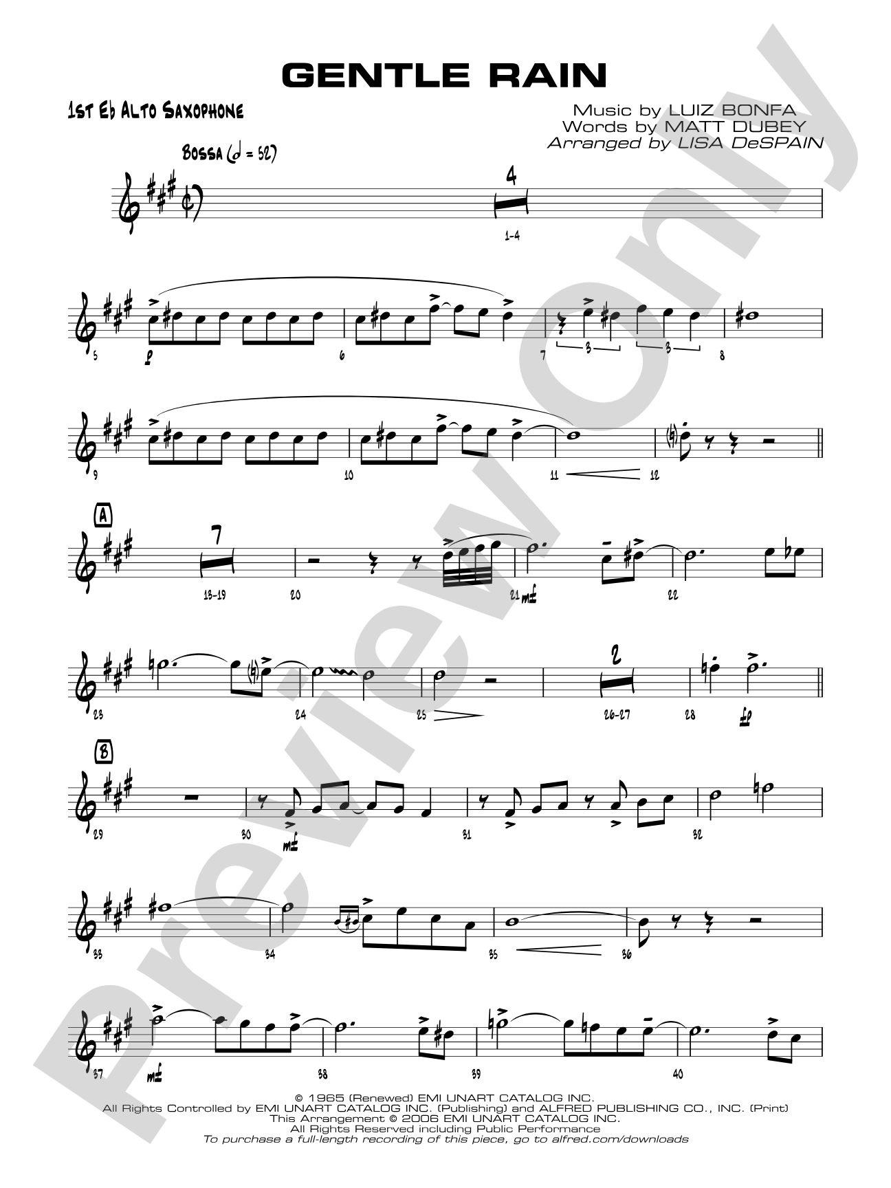 Gentle Rain: E-flat Alto Saxophone