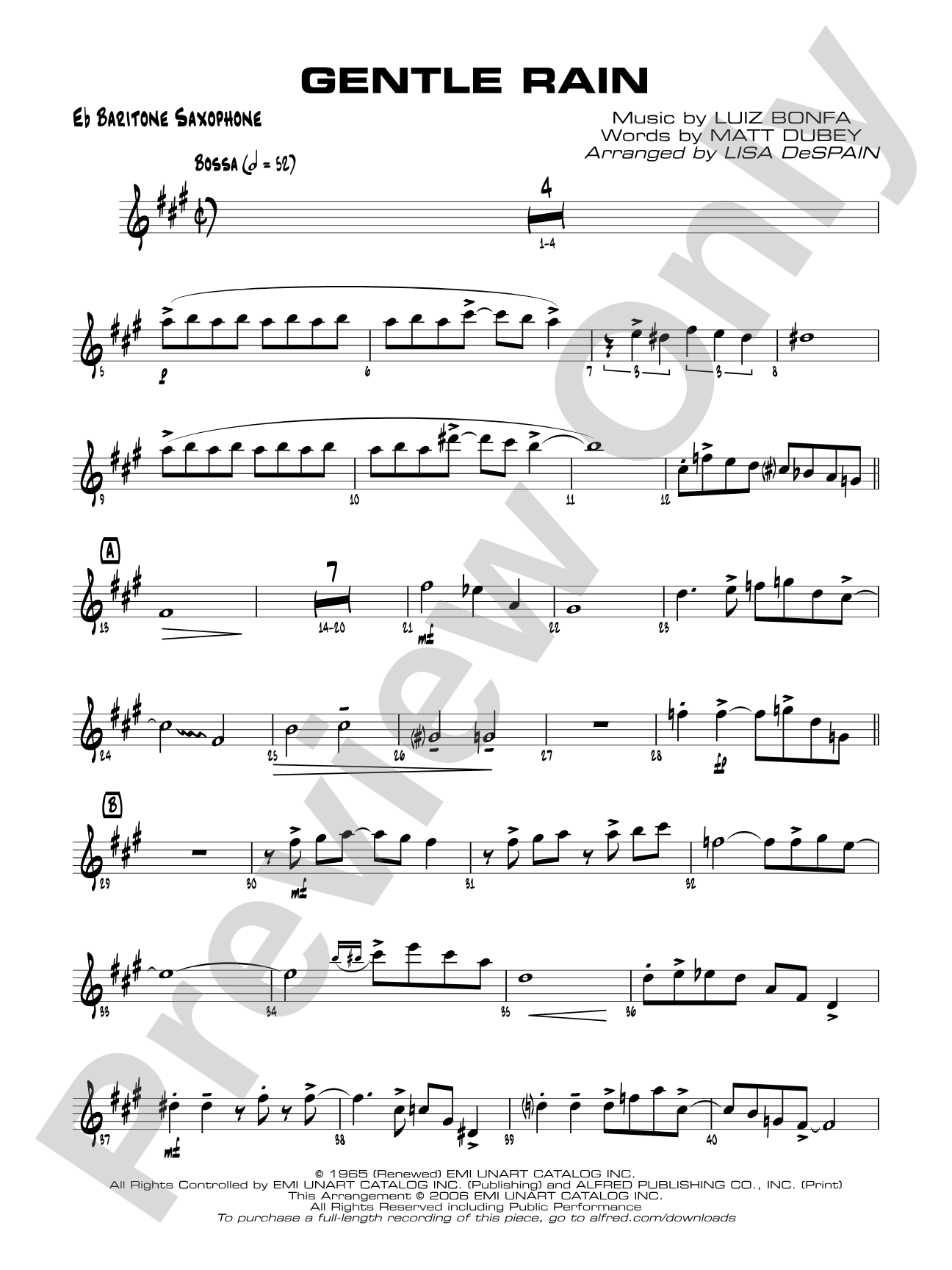 Gentle Rain: E-flat Baritone Saxophone