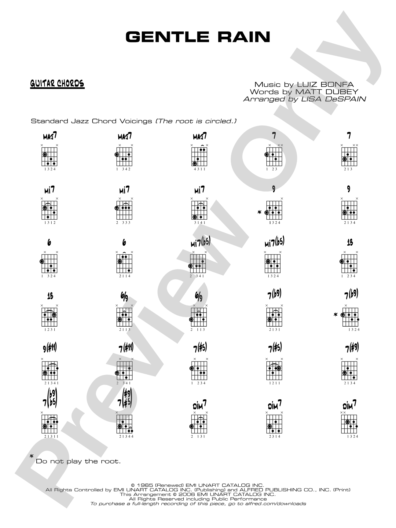 Gentle Rain: Guitar Chords