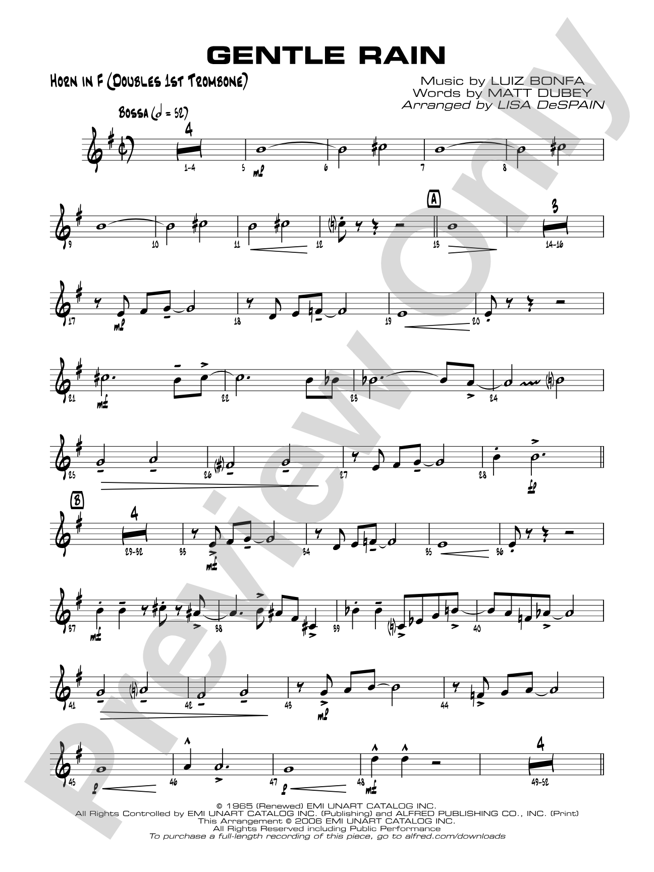 Gentle Rain: 1st F Horn