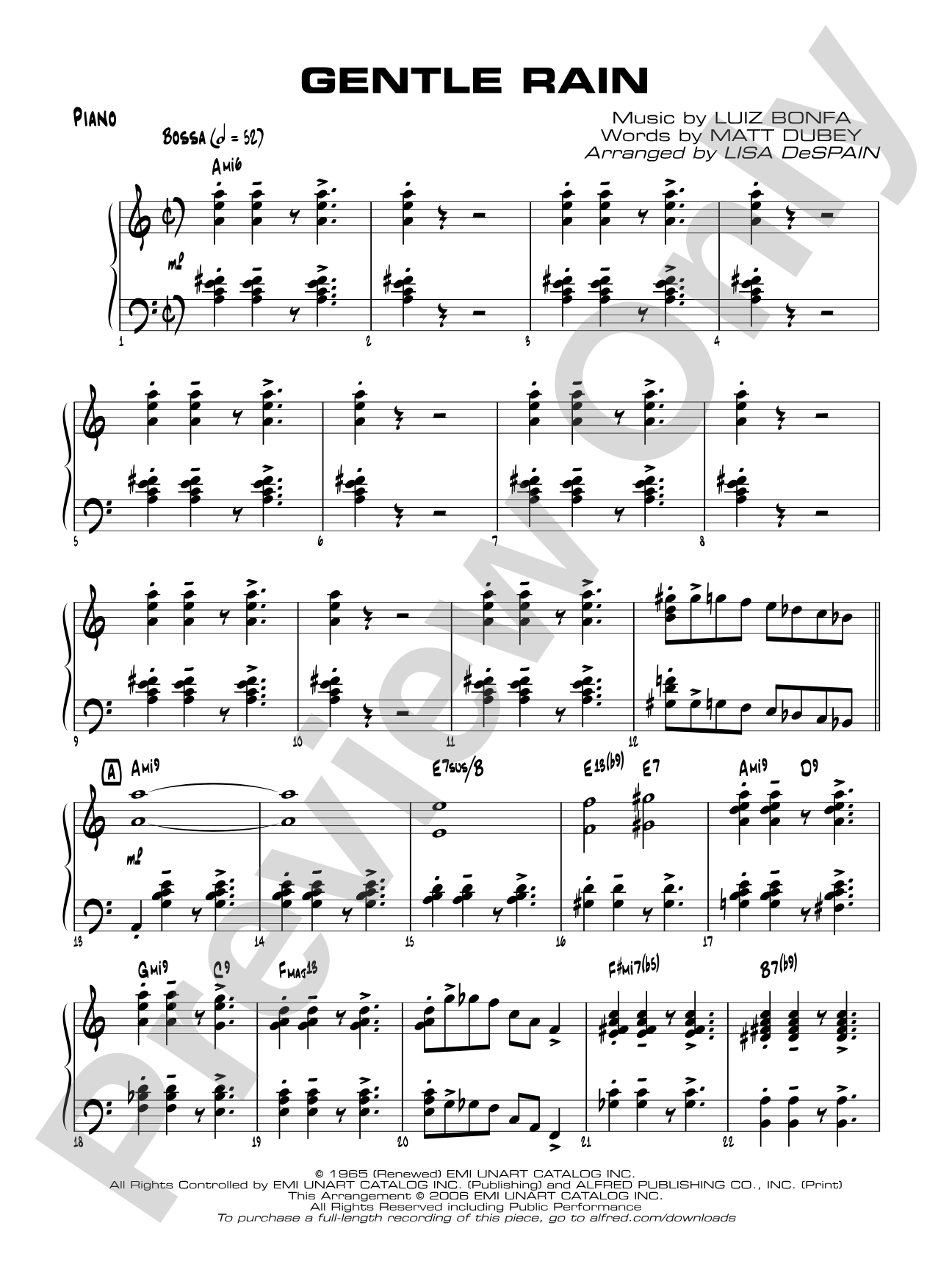 Gentle Rain: Piano Accompaniment