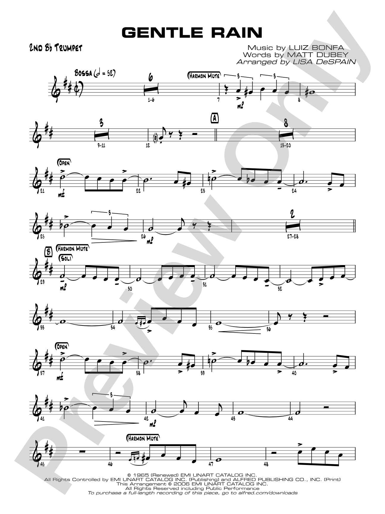 Gentle Rain: 2nd B-flat Trumpet