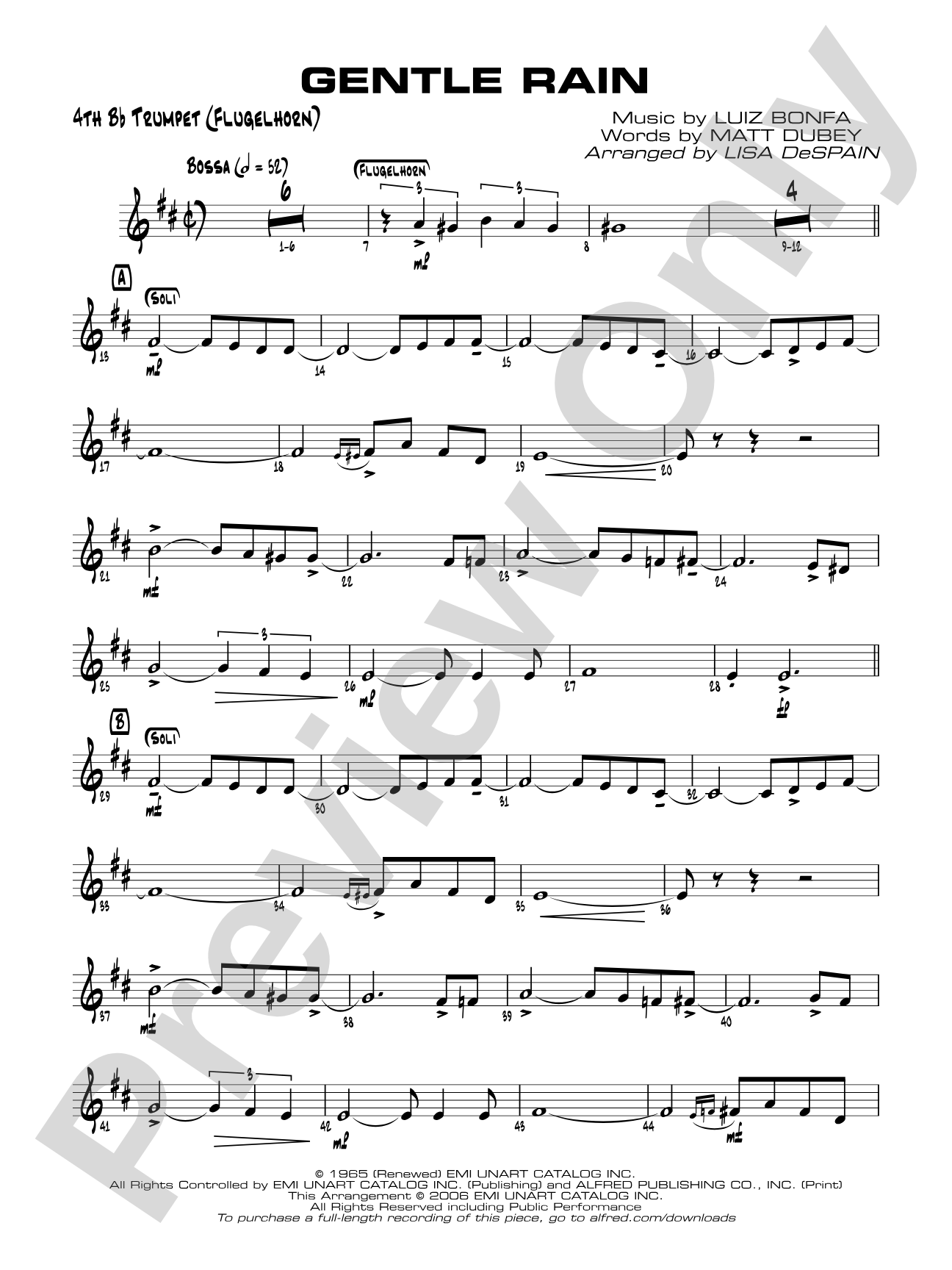 Gentle Rain: 4th B-flat Trumpet