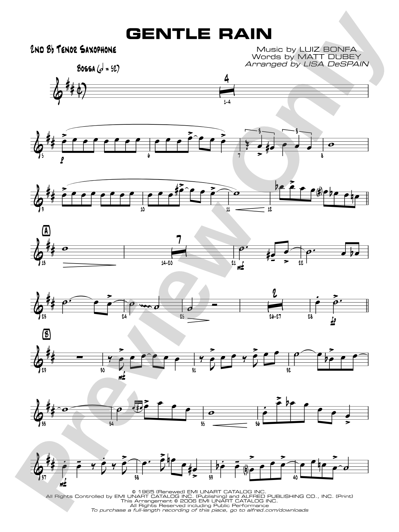Gentle Rain: 2nd B-flat Tenor Saxophone