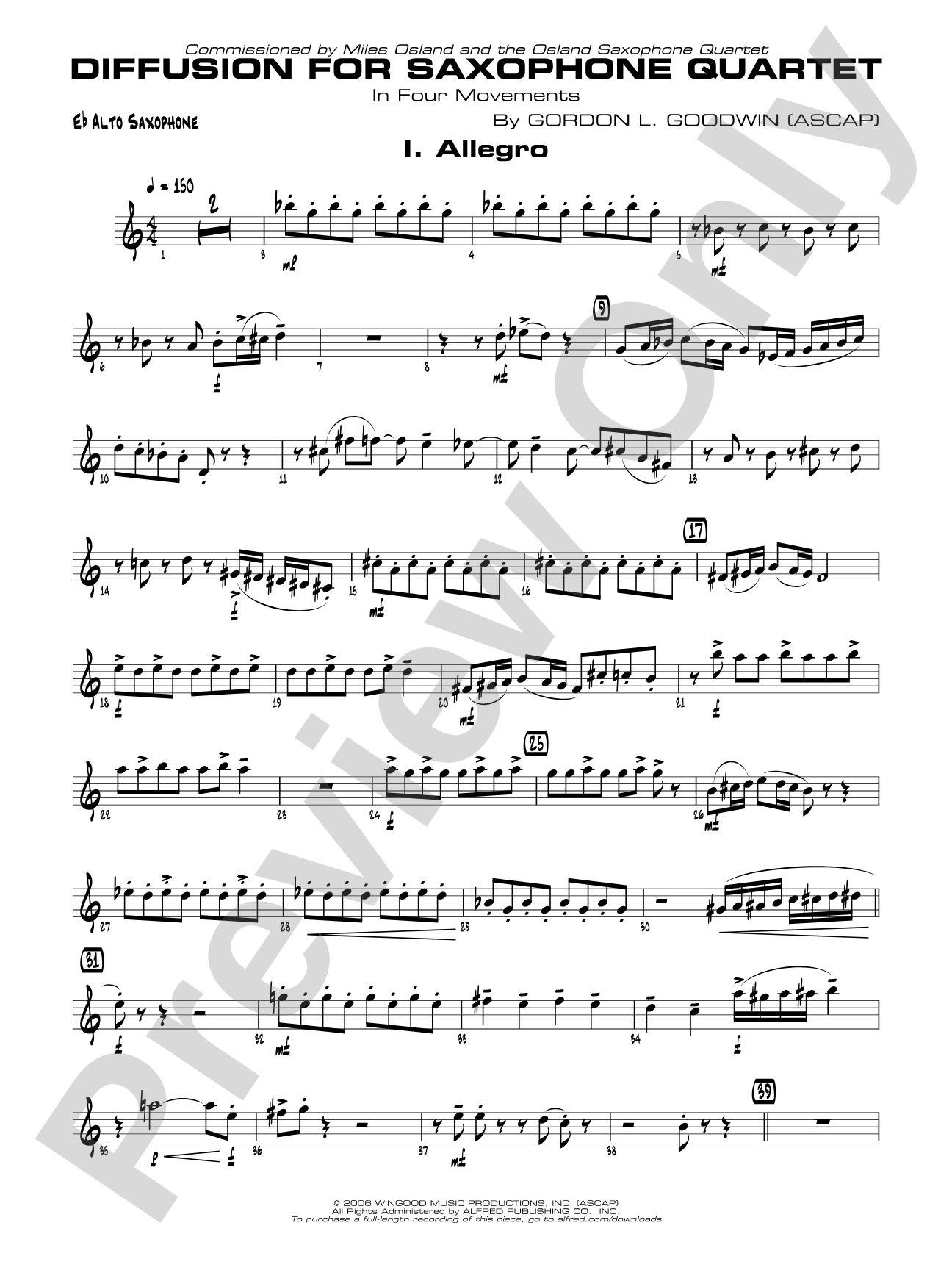 Diffusion for Sax Quartet: E-flat Alto Saxophone