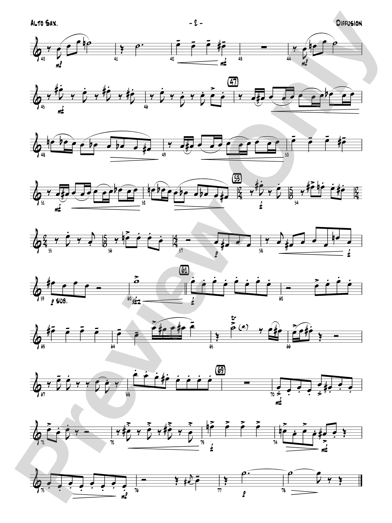 Diffusion for Sax Quartet: E-flat Alto Saxophone