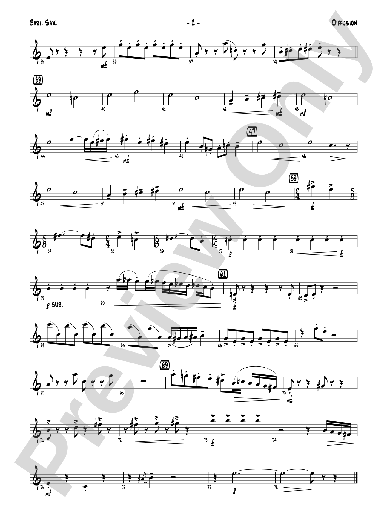 Diffusion for Sax Quartet: E-flat Baritone Saxophone