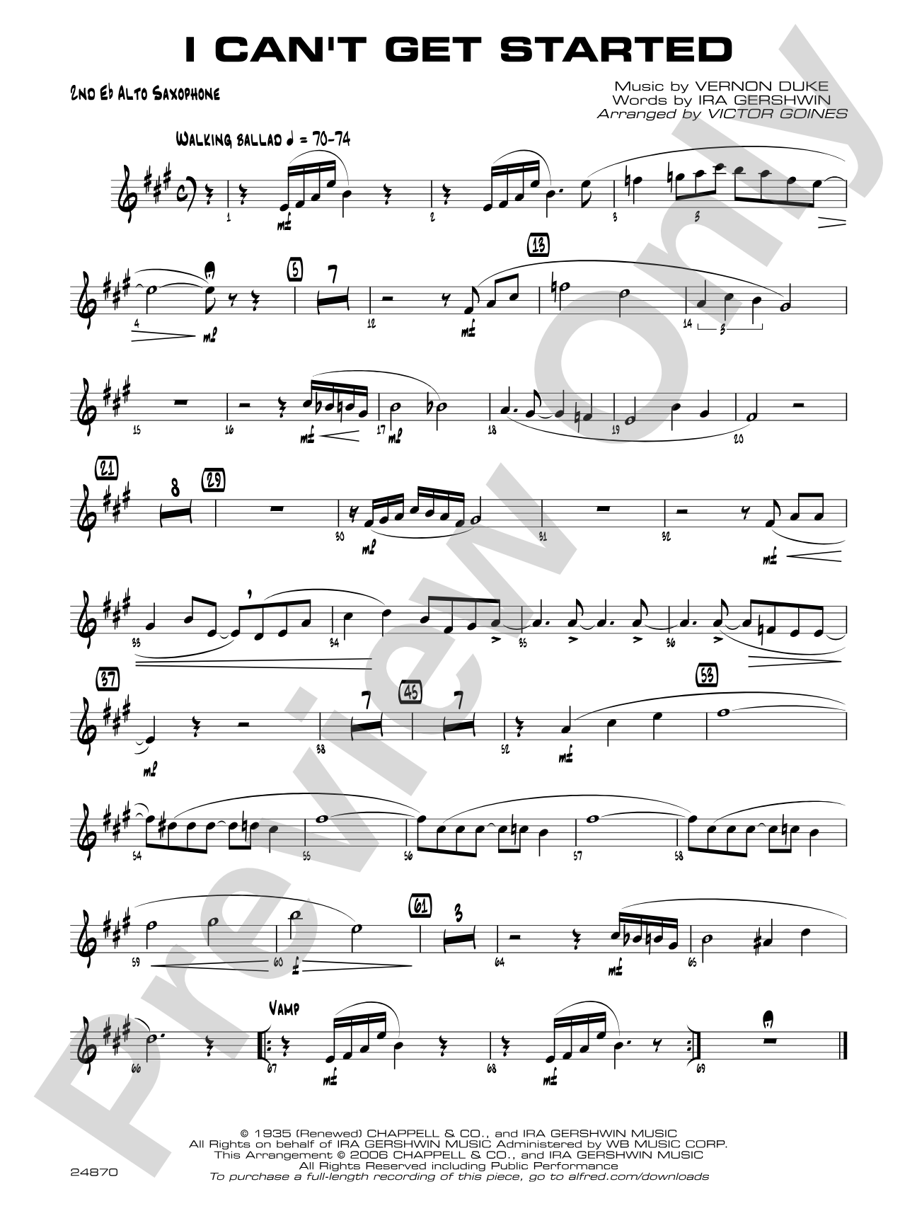 I Can't Get Started: 2nd E-flat Alto Saxophone