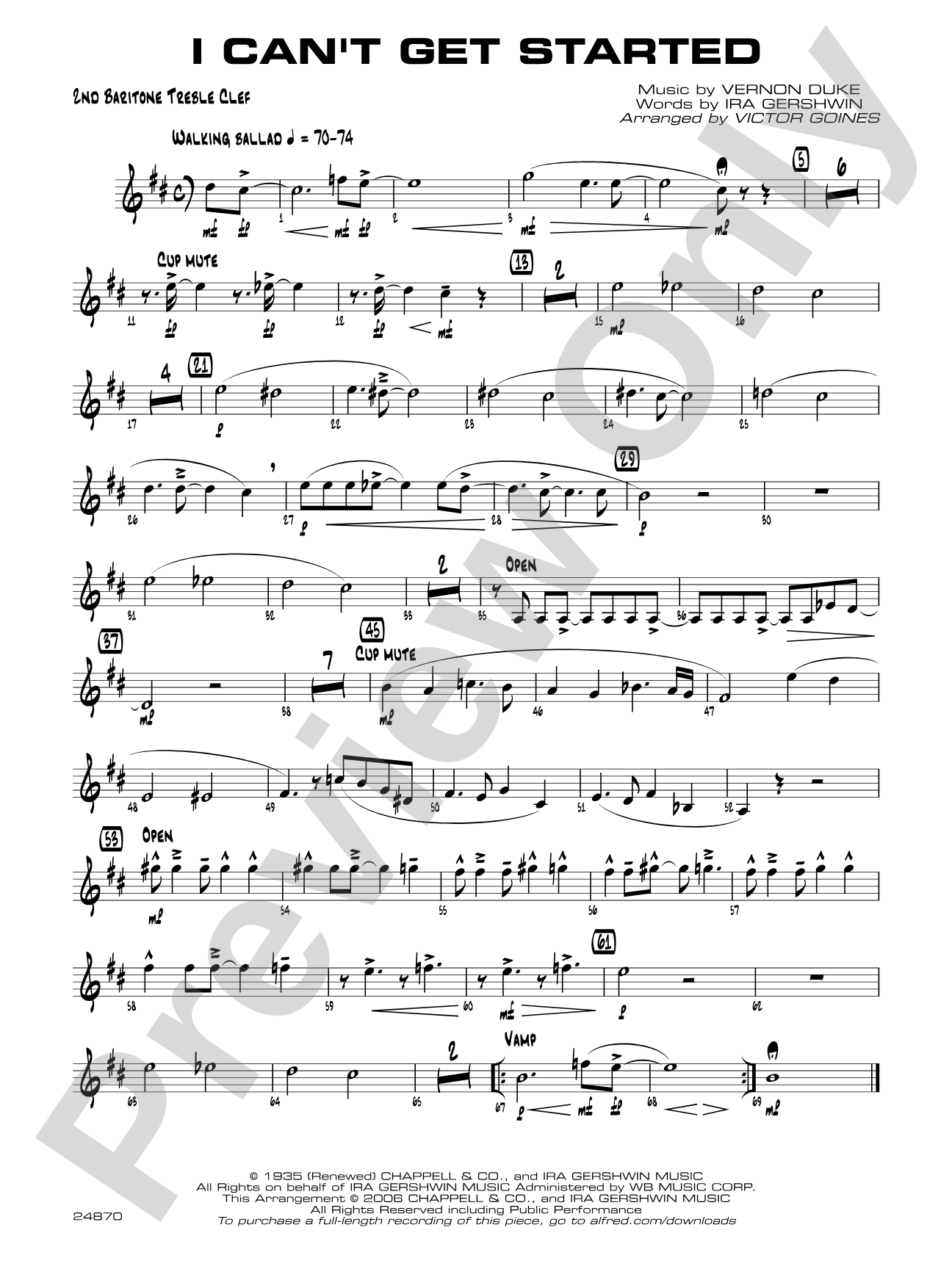 I Can't Get Started: 2nd Baritone T.C.