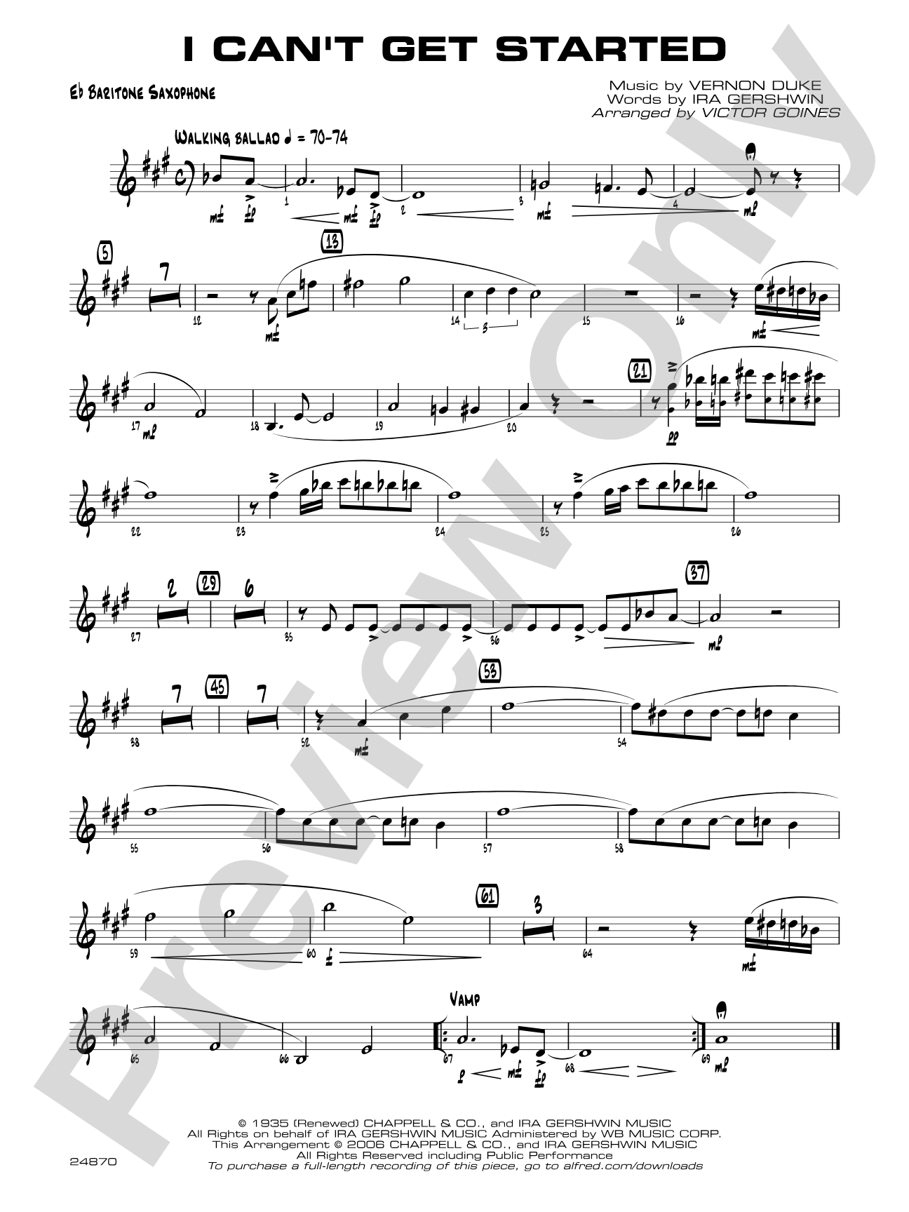 I Can't Get Started: E-flat Baritone Saxophone
