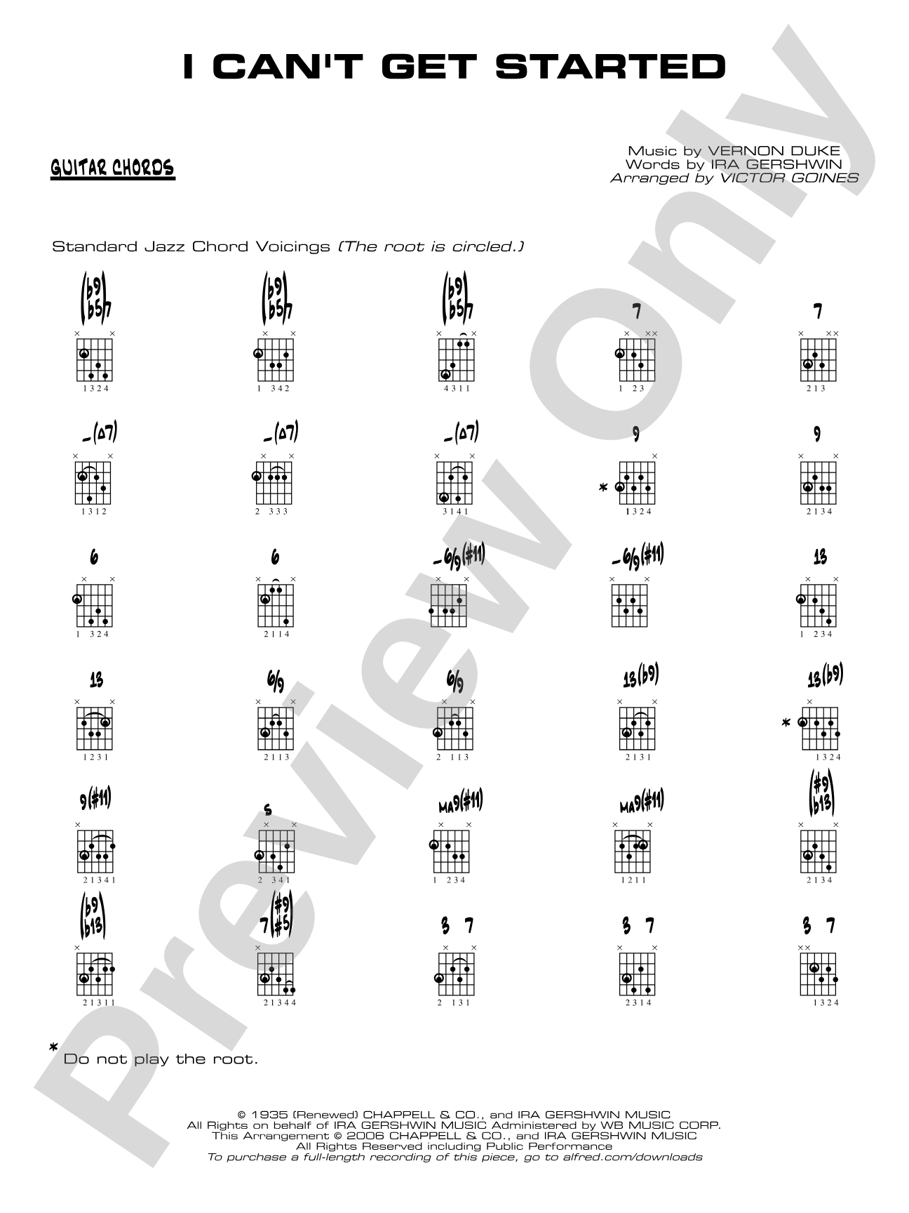 I Can't Get Started: Guitar Chords
