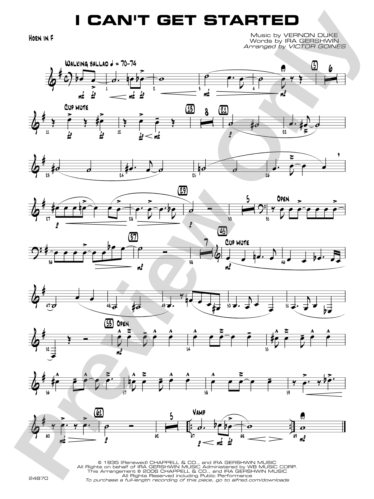 I Can't Get Started: 1st F Horn
