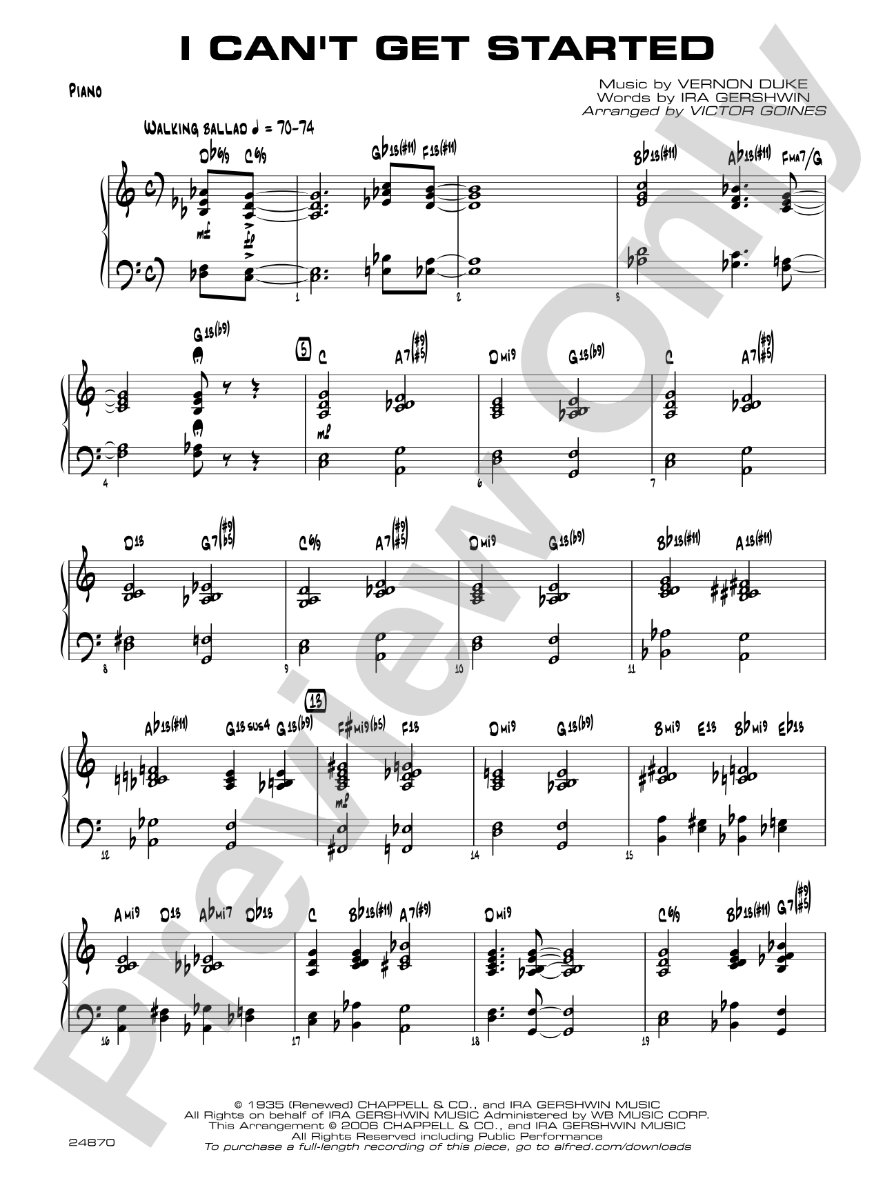 I Can't Get Started: Piano Accompaniment