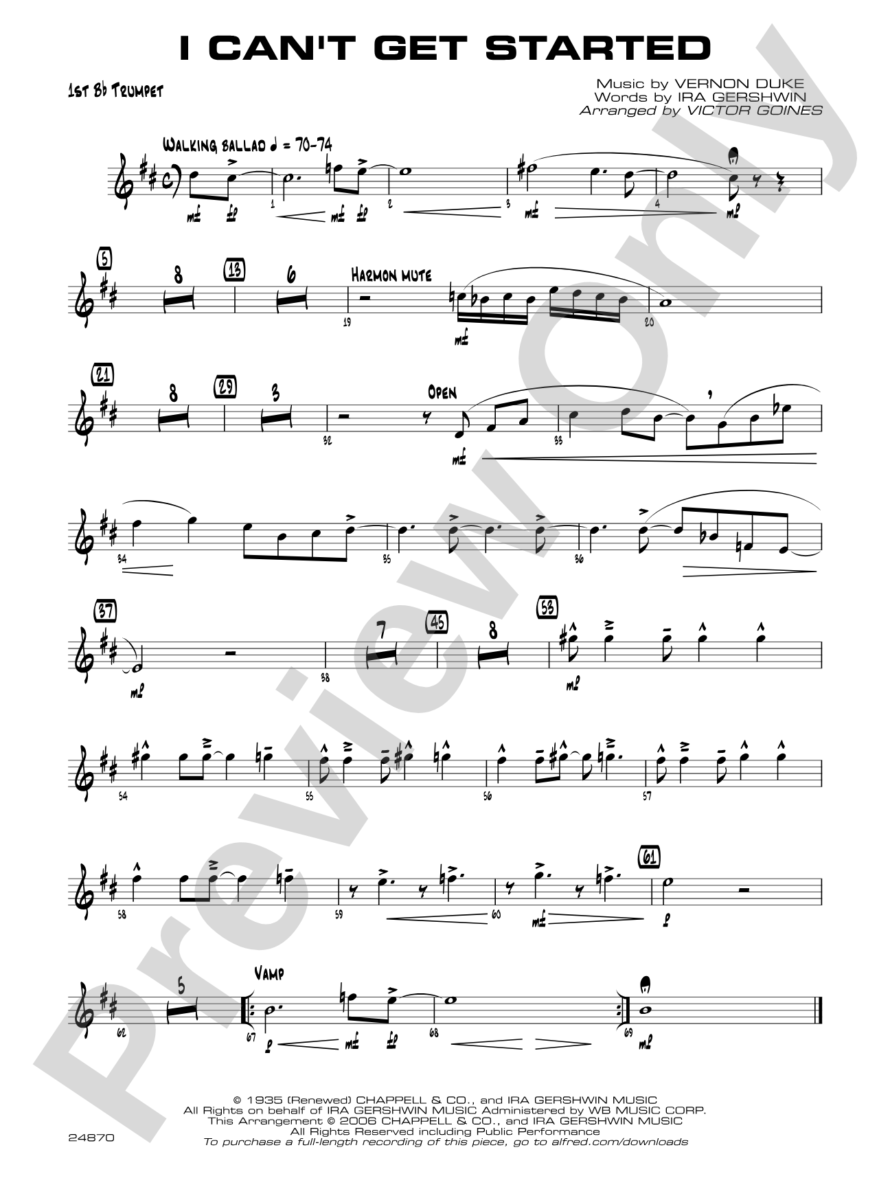 I Can't Get Started: 1st B-flat Trumpet