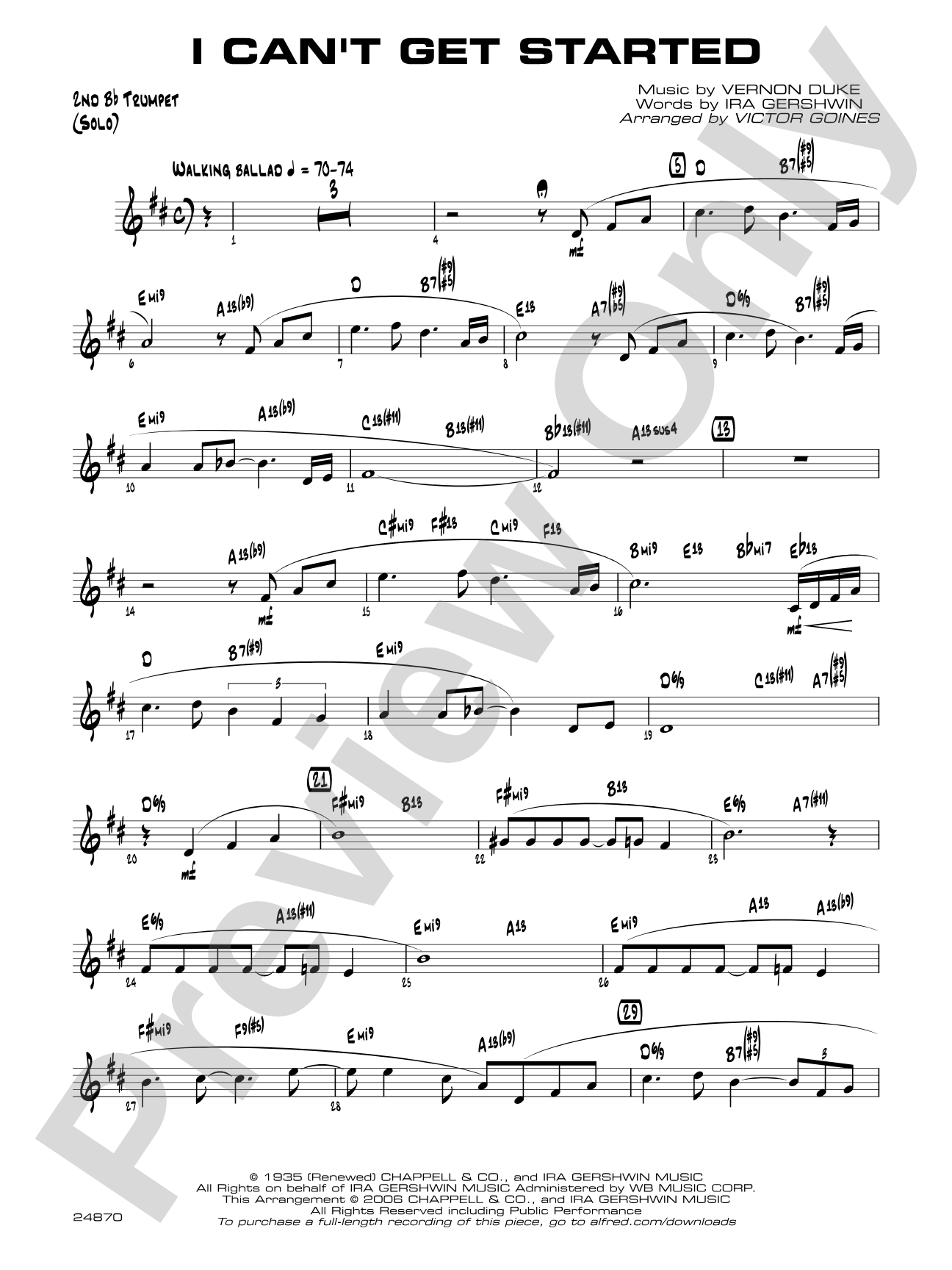 I Can't Get Started: 2nd B-flat Trumpet