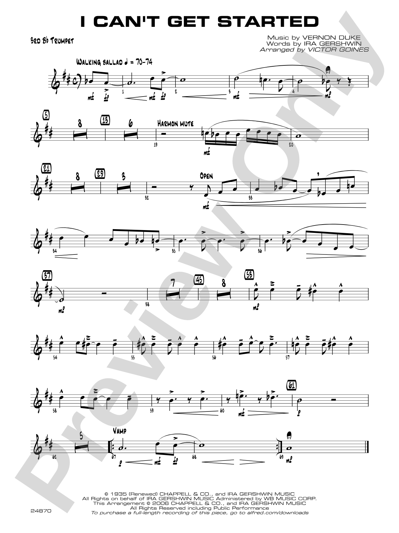 I Can't Get Started: 3rd B-flat Trumpet