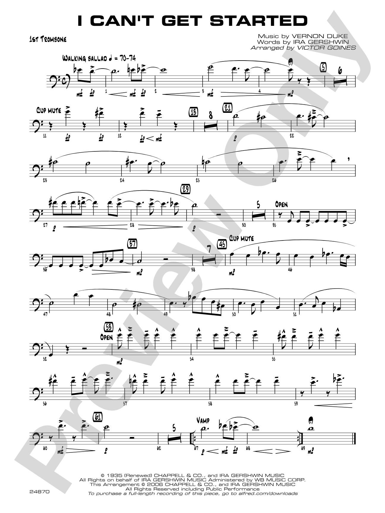 I Can't Get Started: 1st Trombone