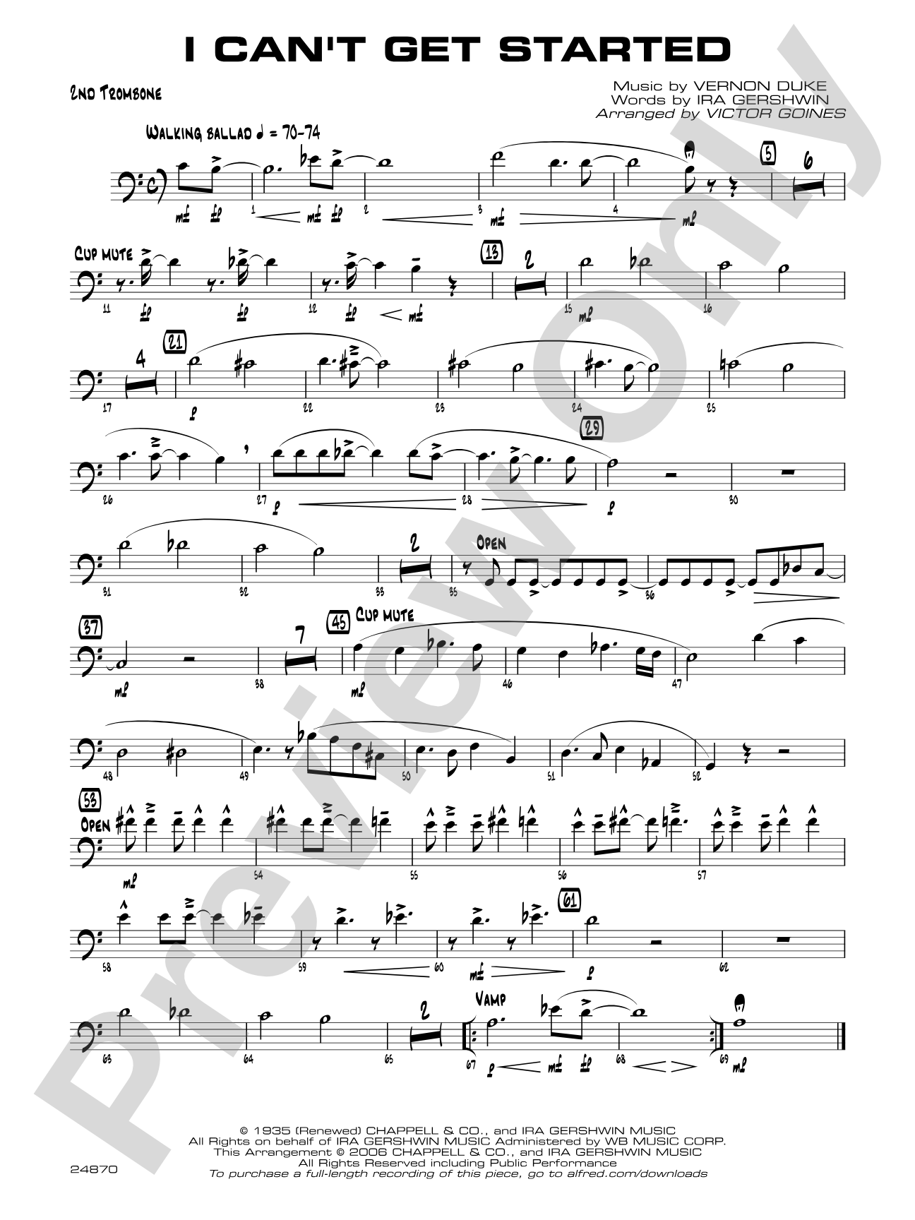I Can't Get Started: 2nd Trombone