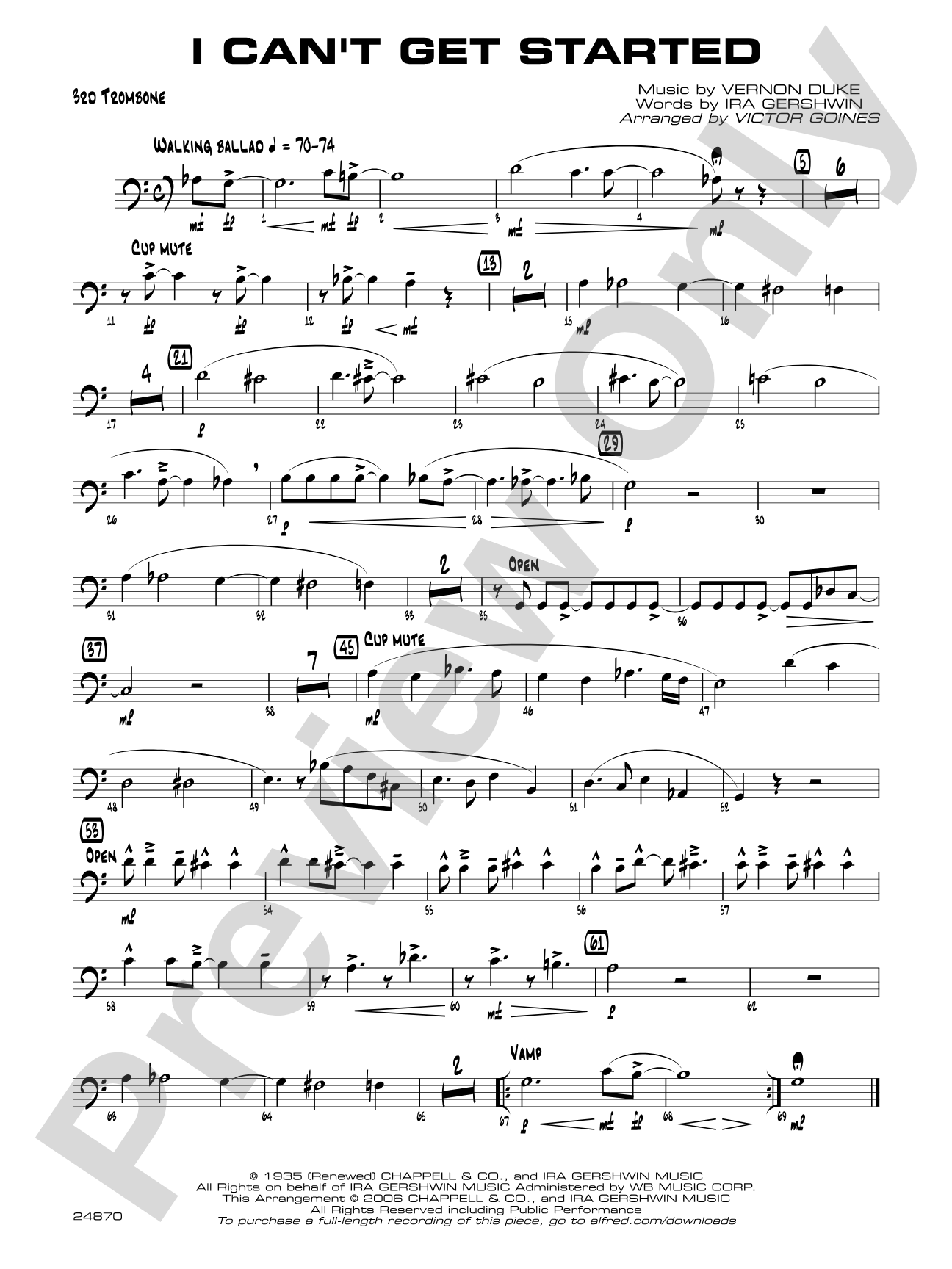 I Can't Get Started: 3rd Trombone