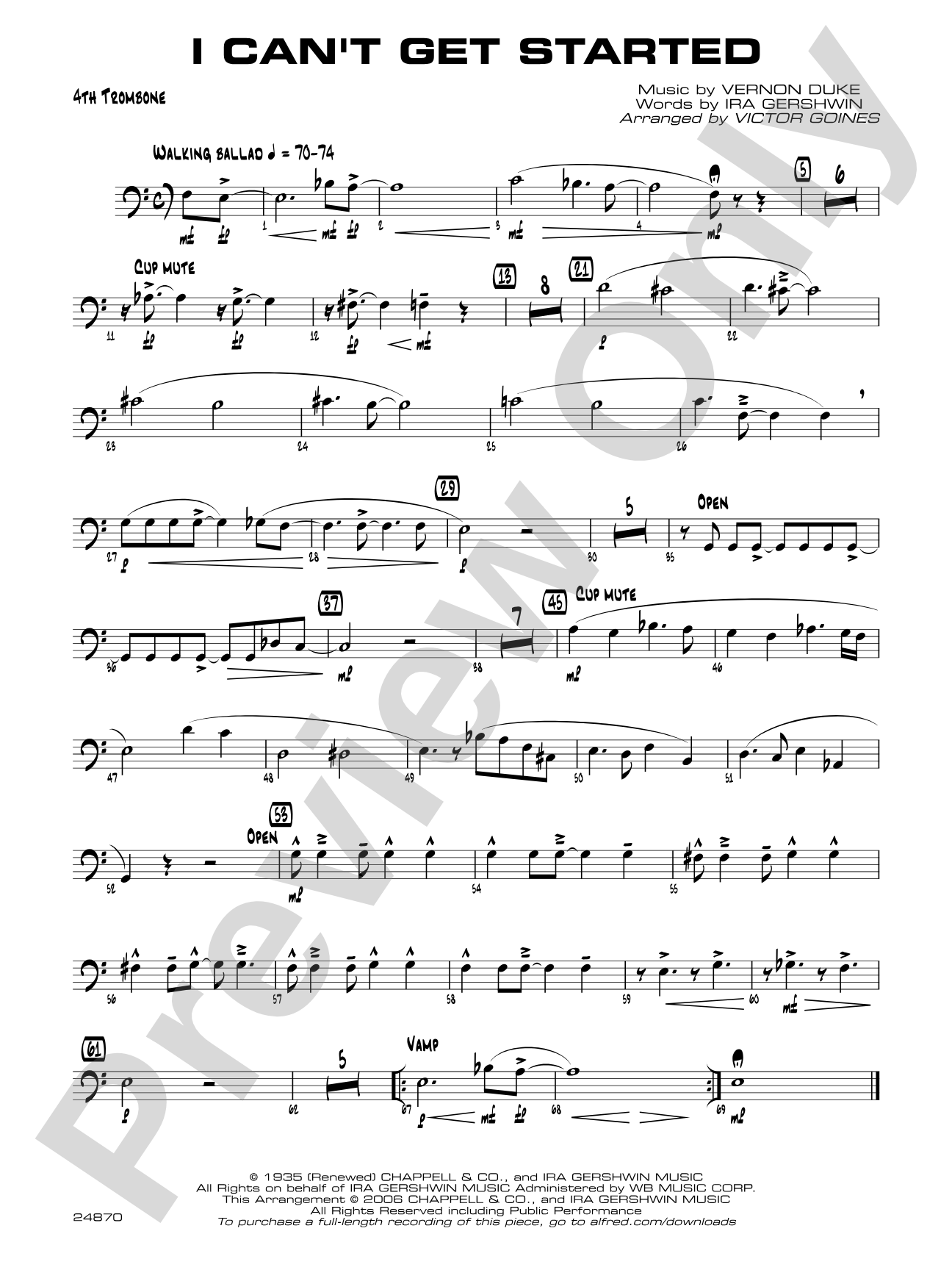 I Can't Get Started: 4th Trombone