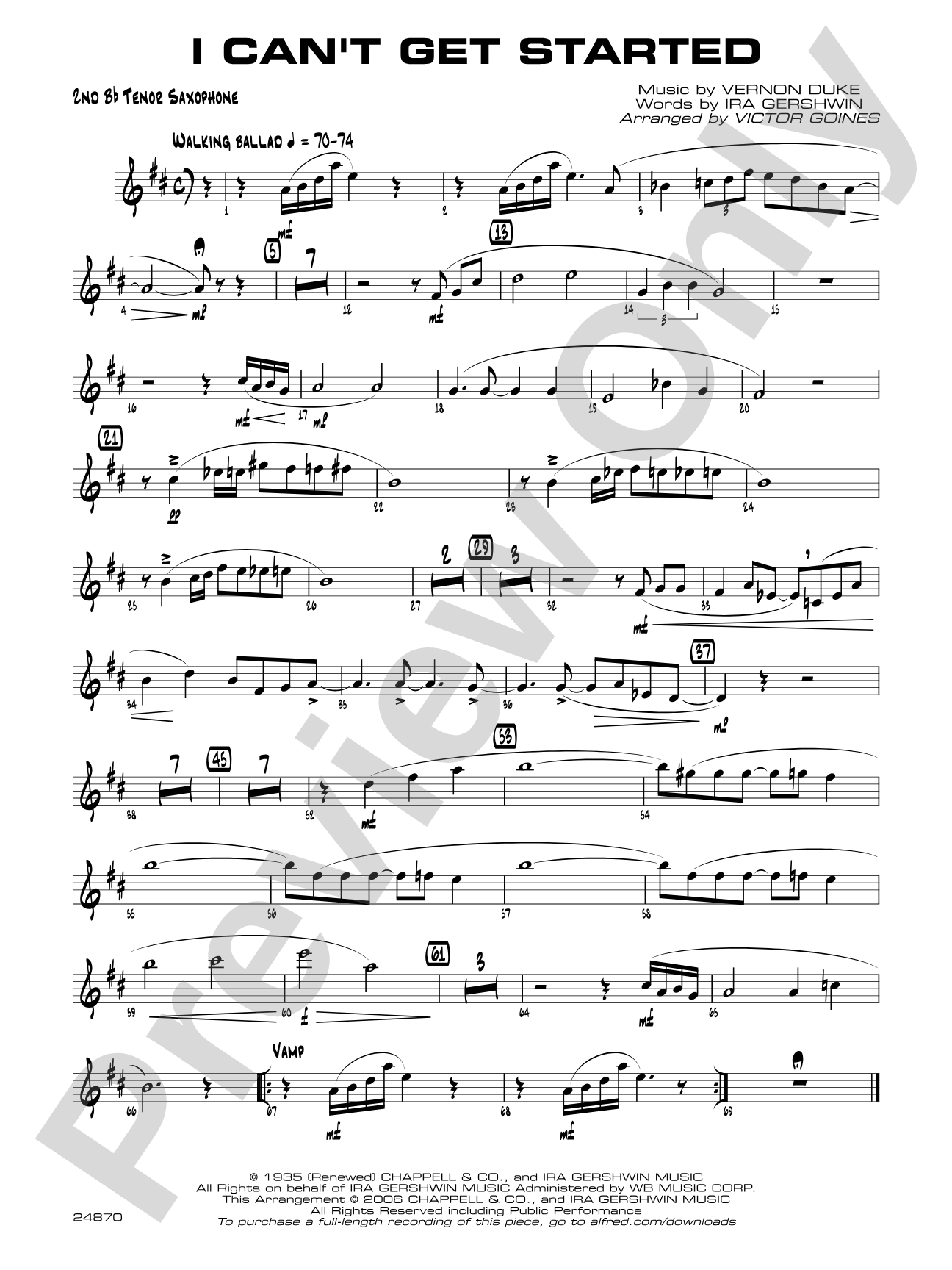 I Can't Get Started: 2nd B-flat Tenor Saxophone