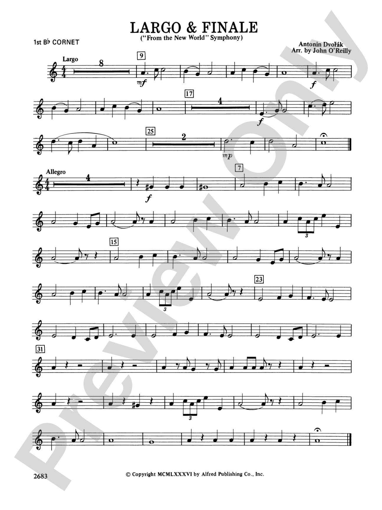 Largo and Finale from the New World Symphony: 1st B-flat Cornet