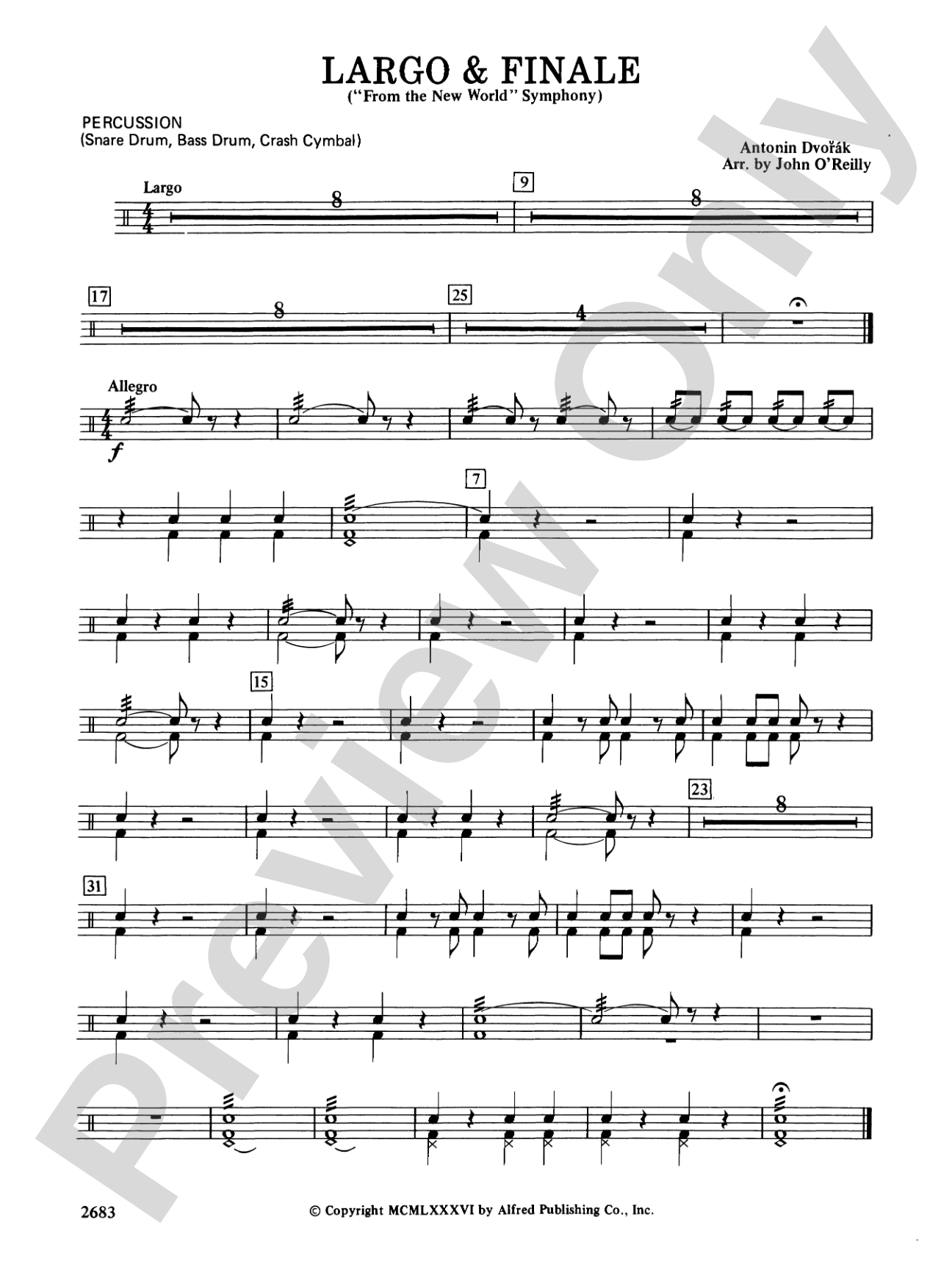 Largo and Finale from the New World Symphony: 1st Percussion