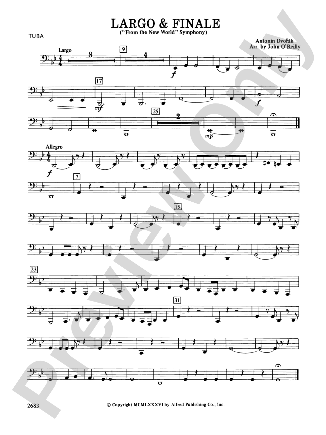 Largo and Finale from the New World Symphony: Tuba