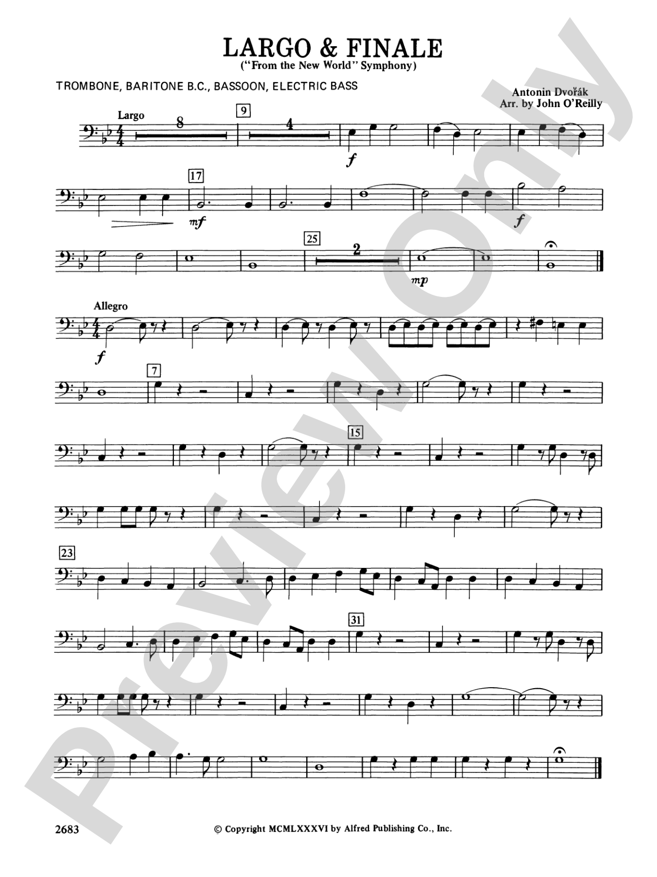 Largo and Finale from the New World Symphony: 1st Trombone