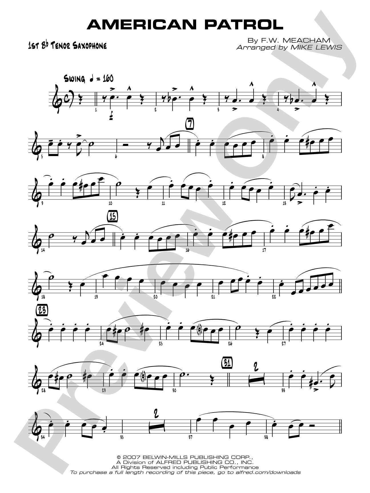 American Patrol: B-flat Tenor Saxophone