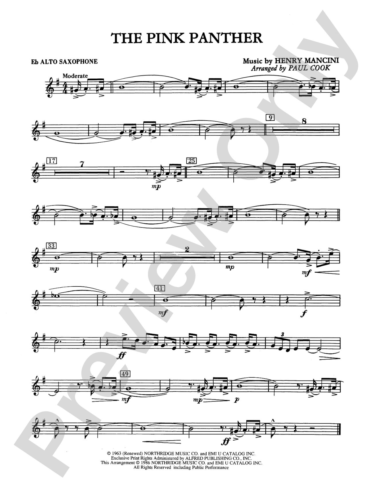 The Pink Panther: E-flat Alto Saxophone