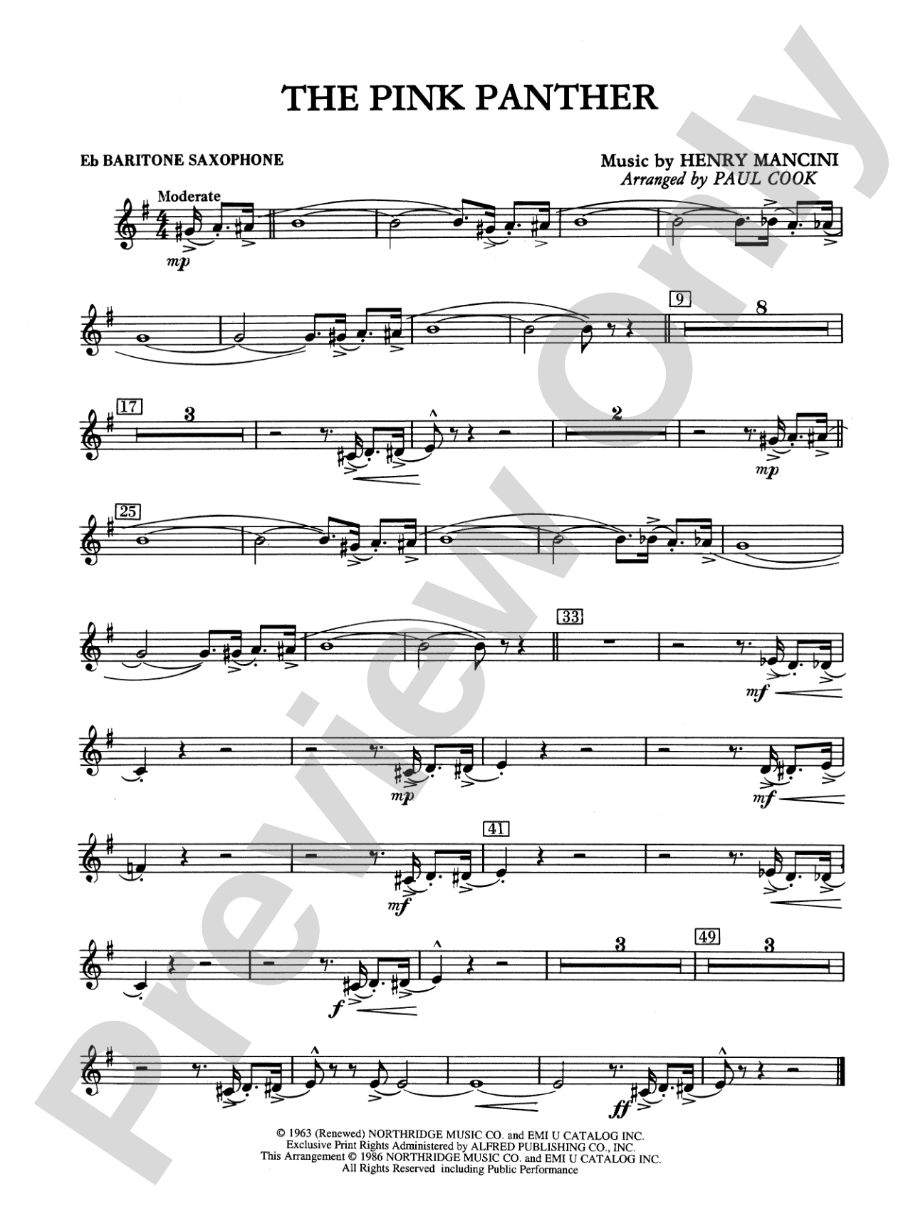 The Pink Panther: E-flat Baritone Saxophone