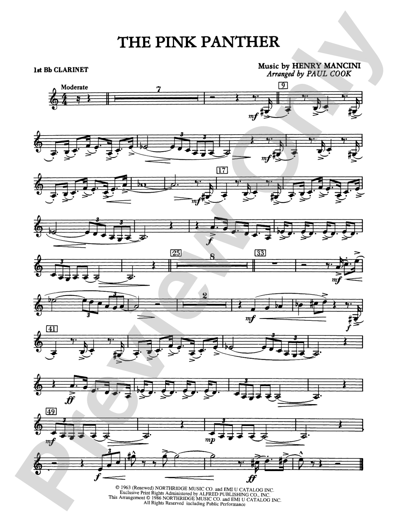The Pink Panther: 1st B-flat Clarinet