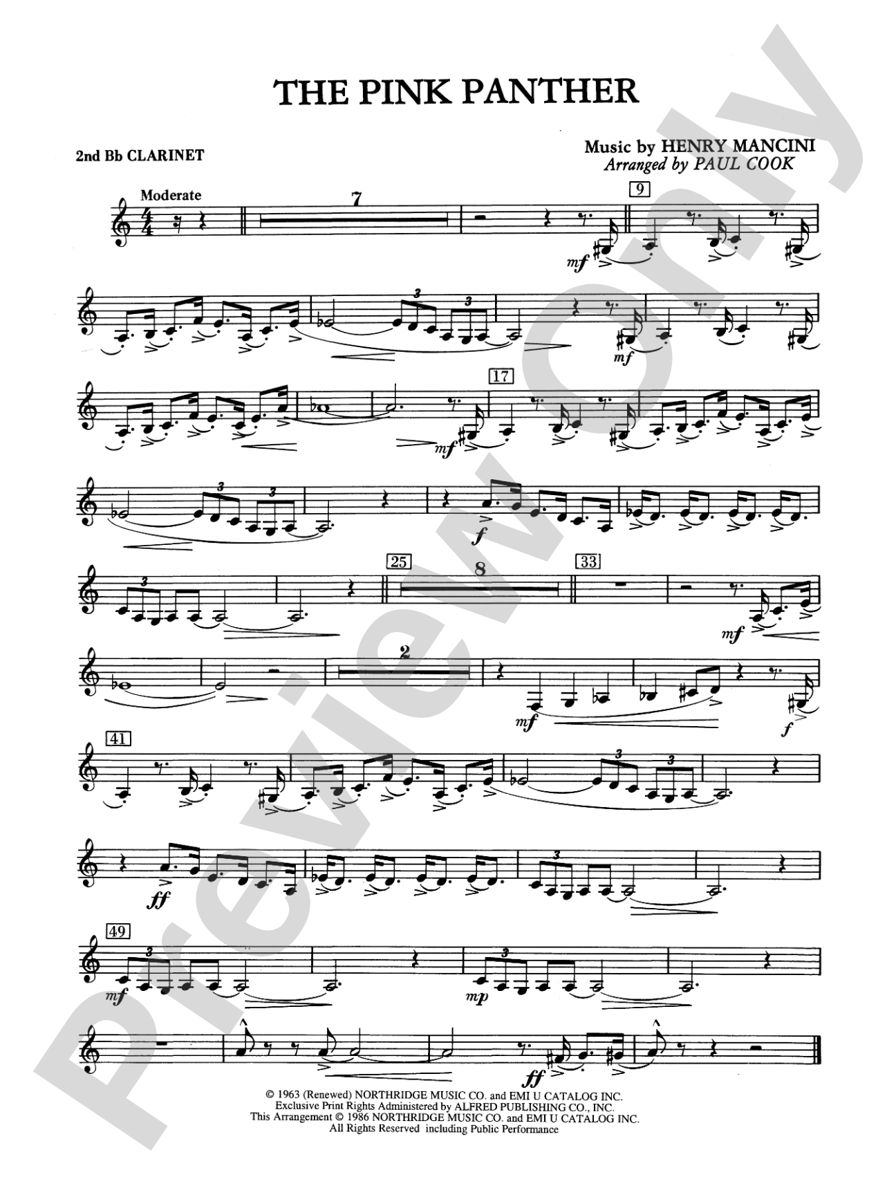 The Pink Panther: 2nd B-flat Clarinet