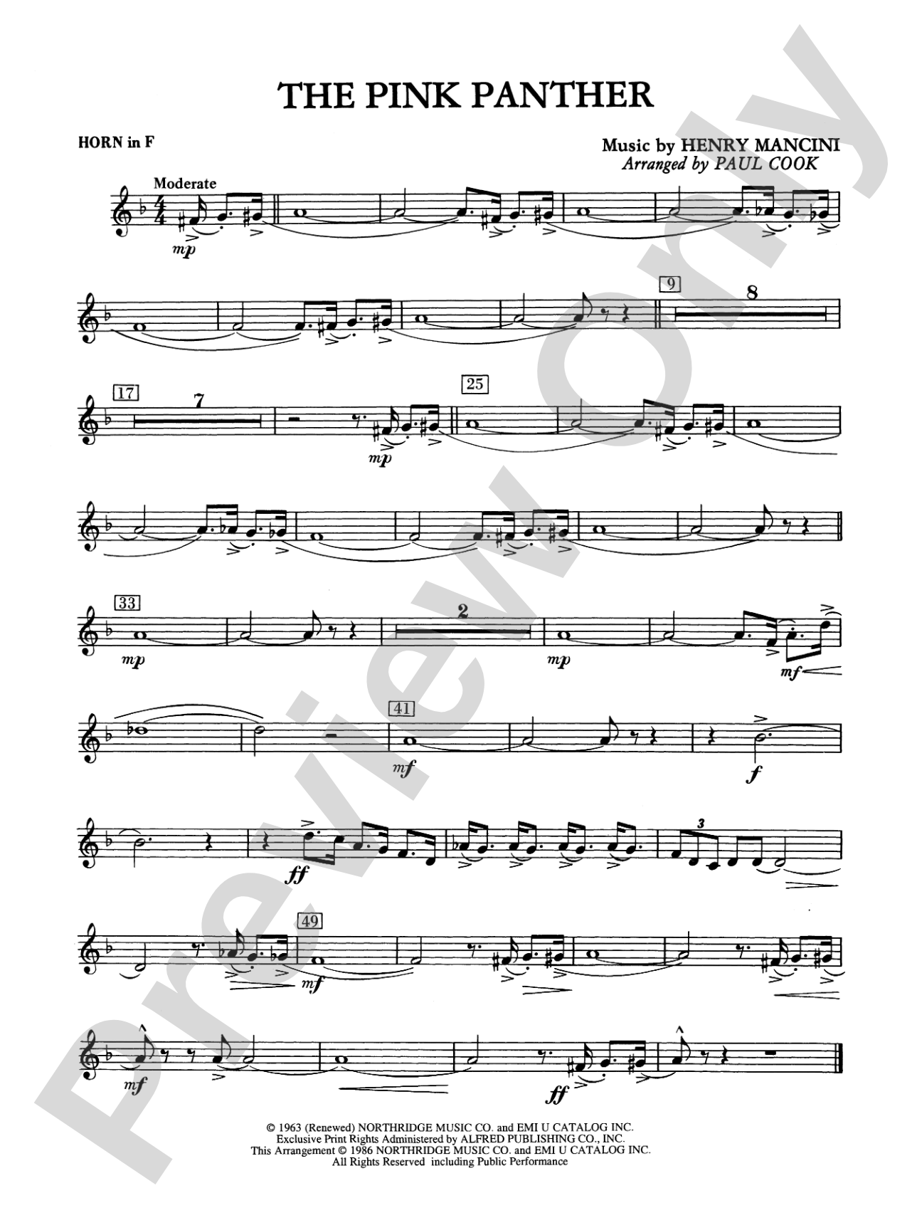 The Pink Panther: 1st F Horn