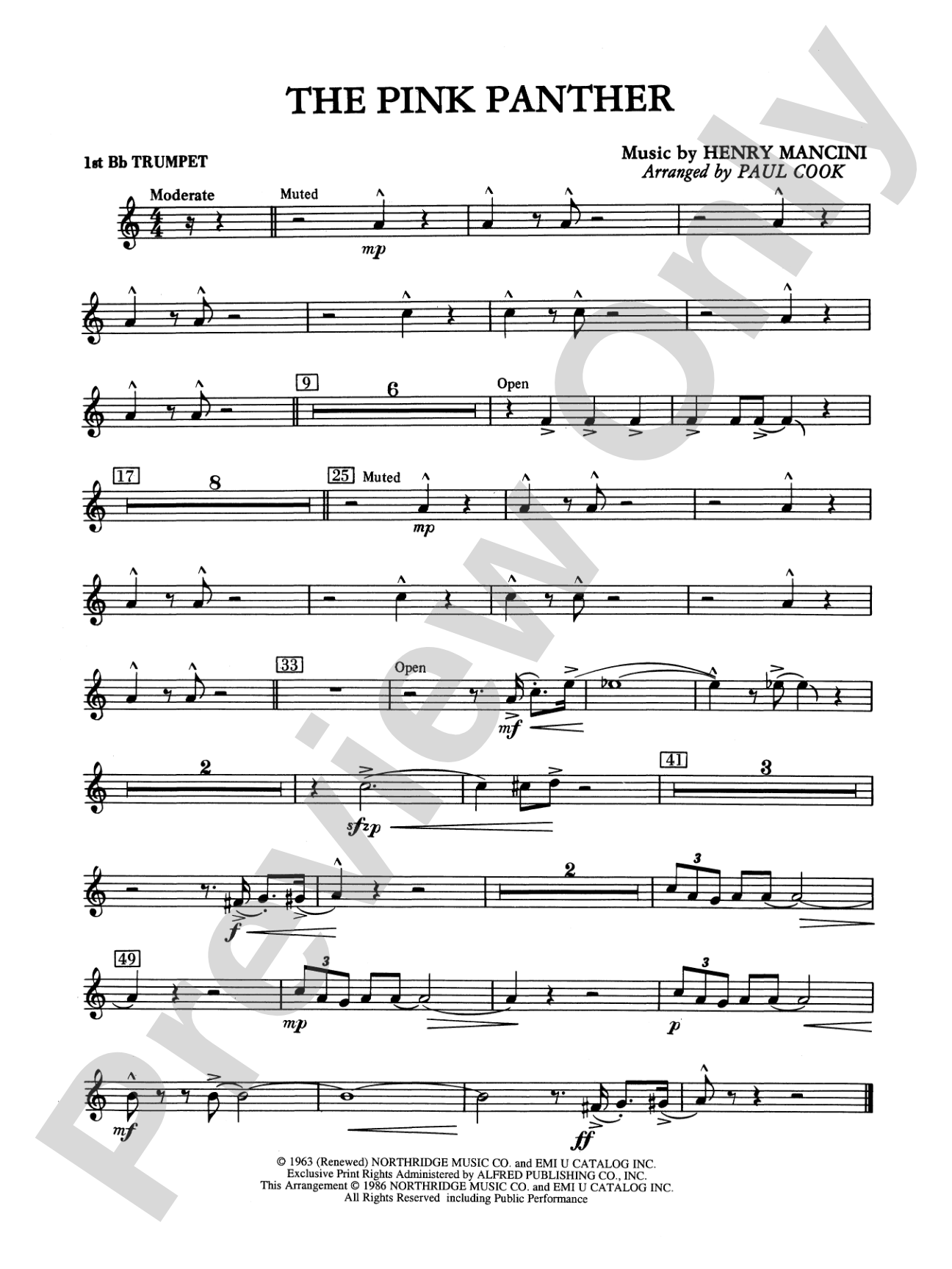 The Pink Panther: 1st B-flat Trumpet