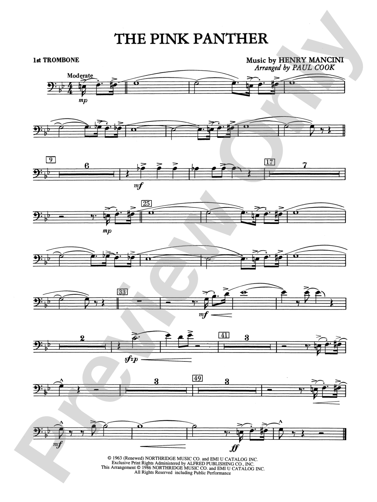 The Pink Panther: 1st Trombone