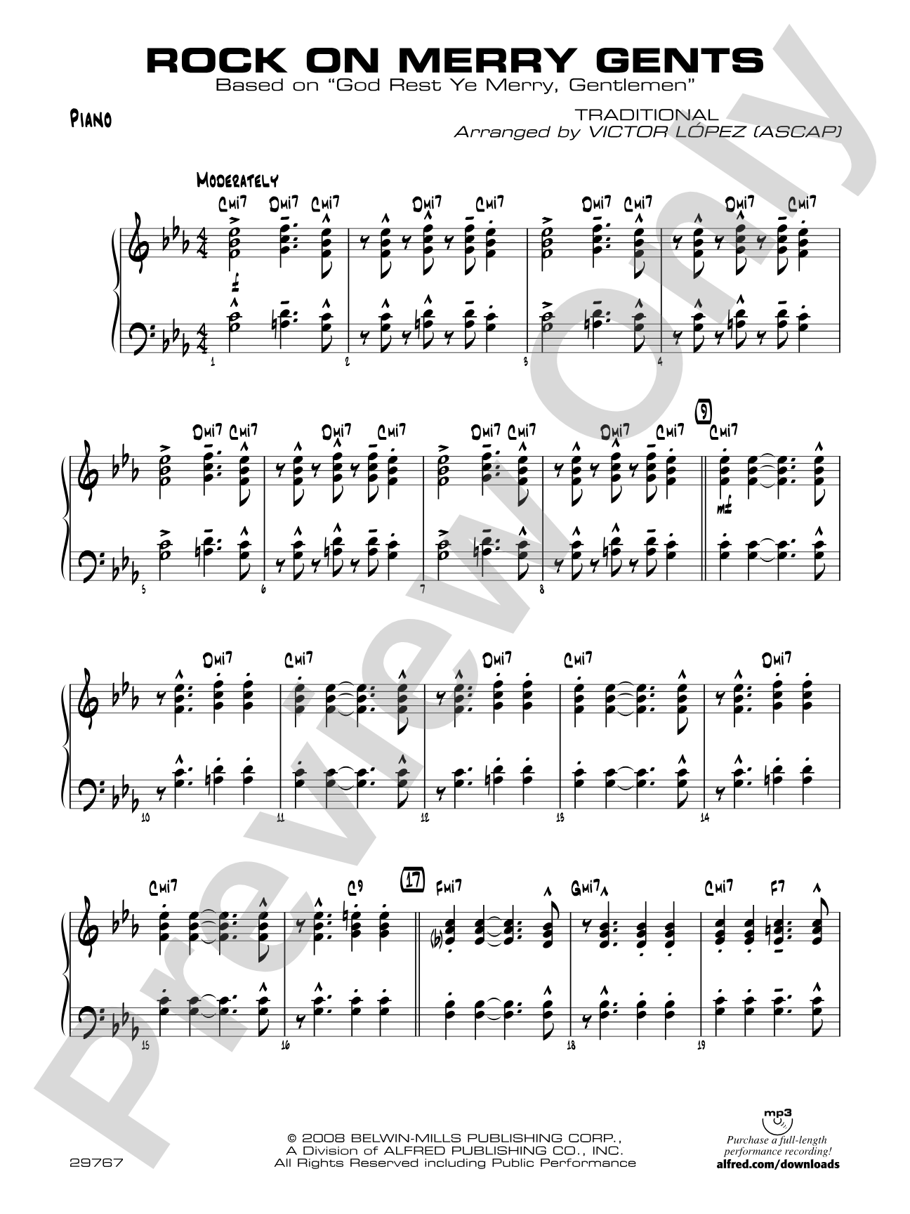Rock On Merry Gents: Piano Accompaniment