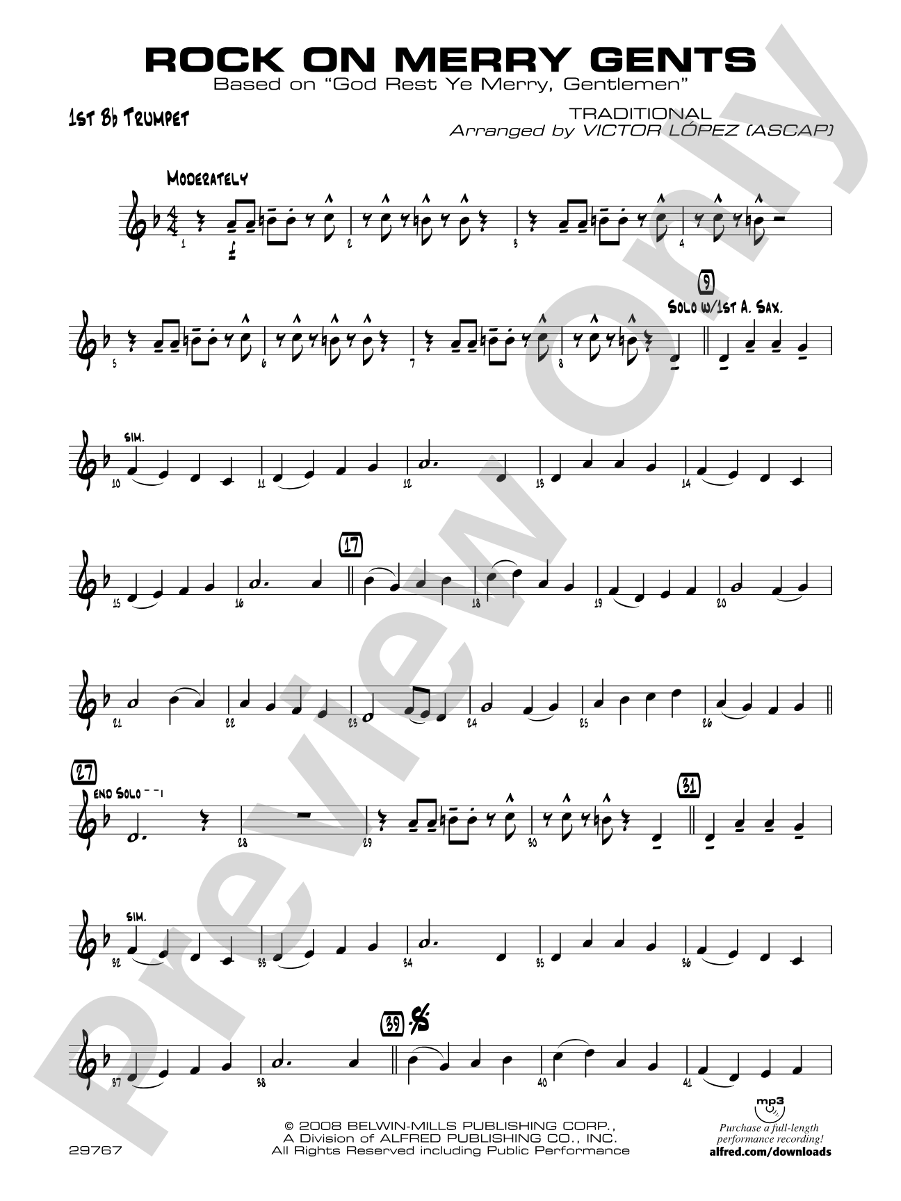Rock On Merry Gents: 1st B-flat Trumpet