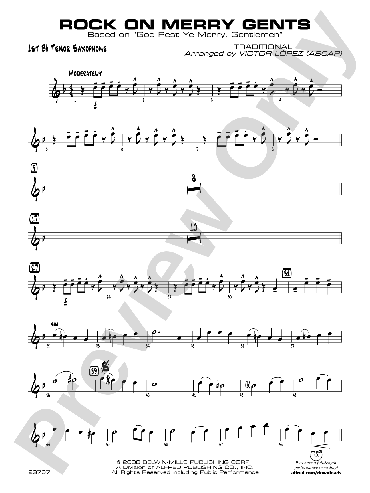 Rock On Merry Gents: B-flat Tenor Saxophone