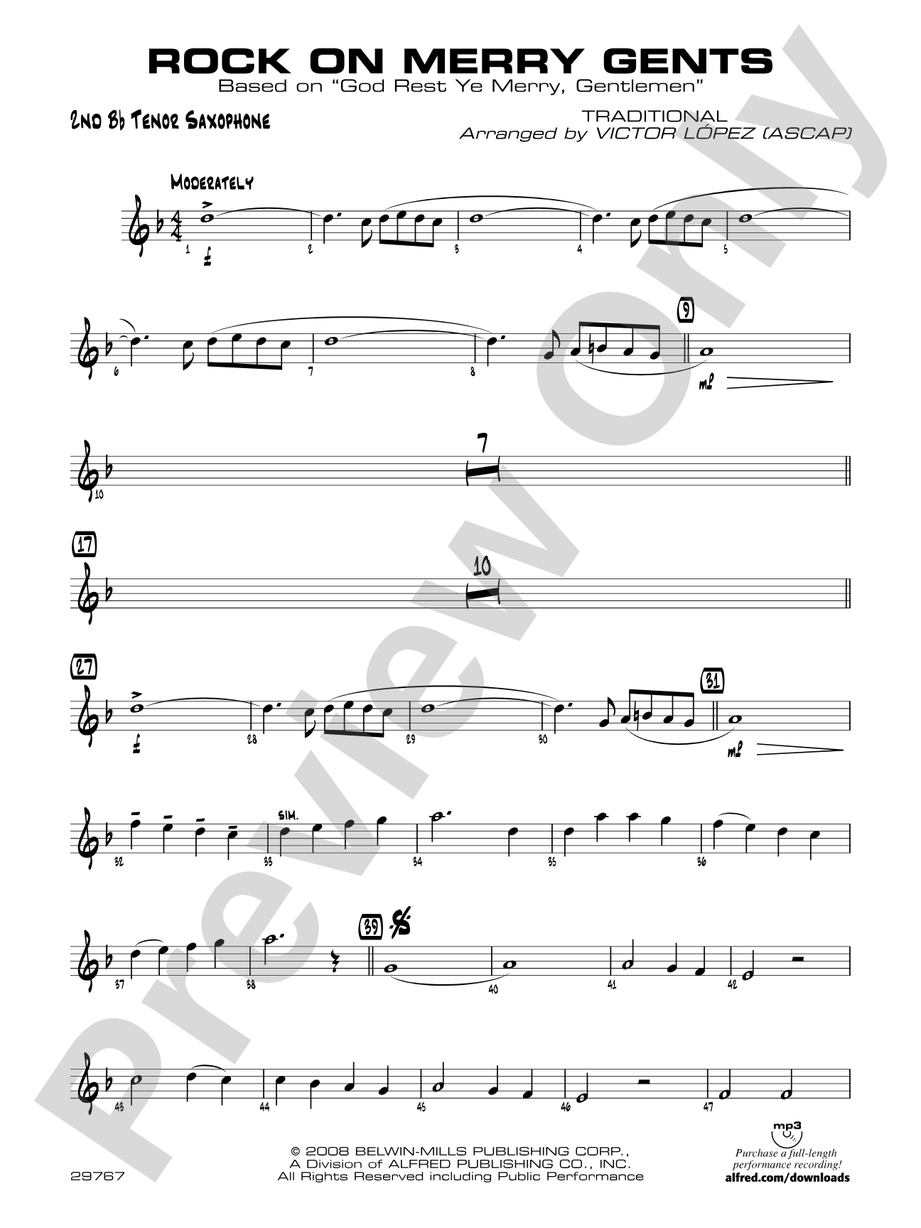 Rock On Merry Gents: 2nd B-flat Tenor Saxophone