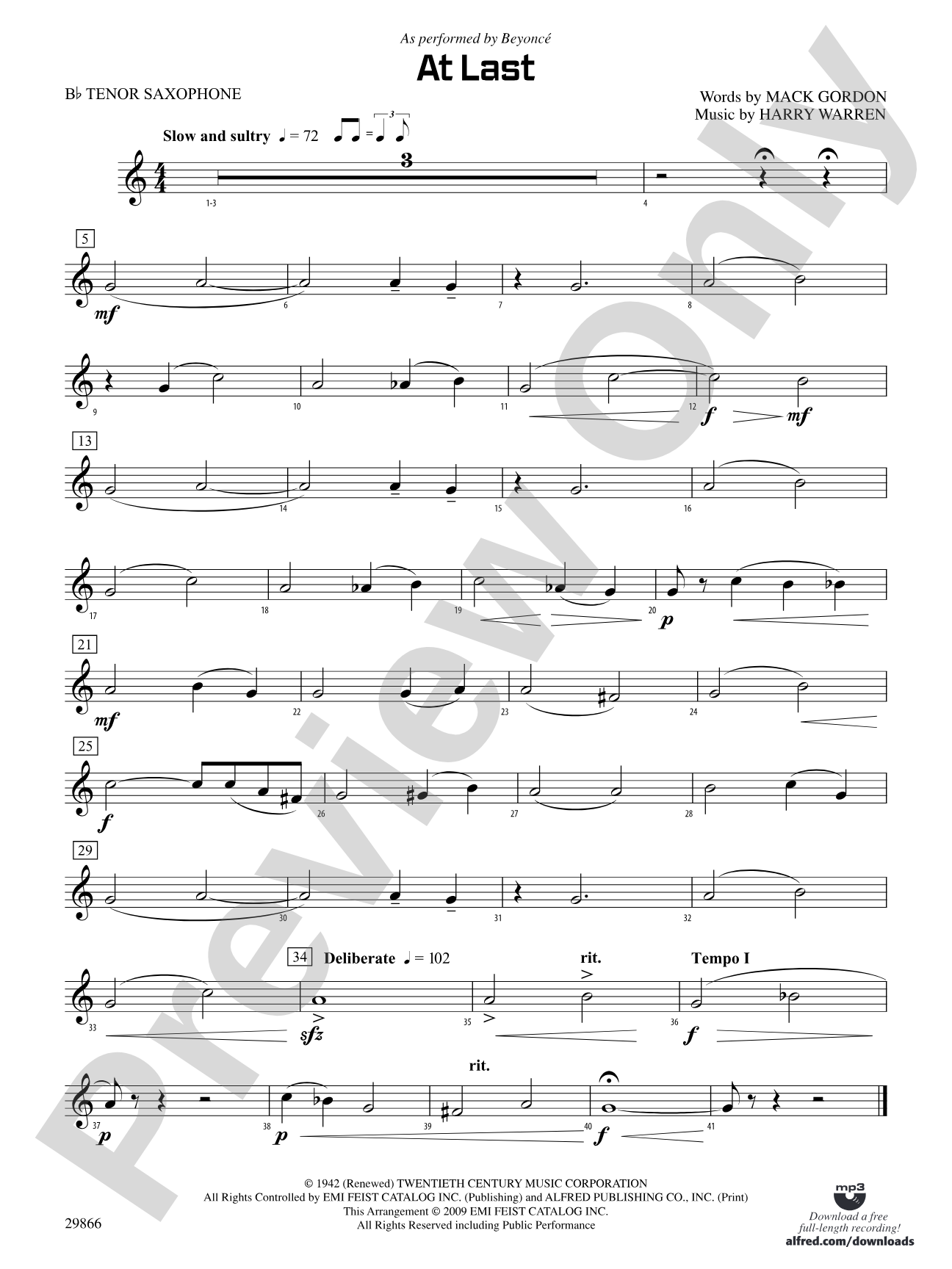 At Last: B-flat Tenor Saxophone