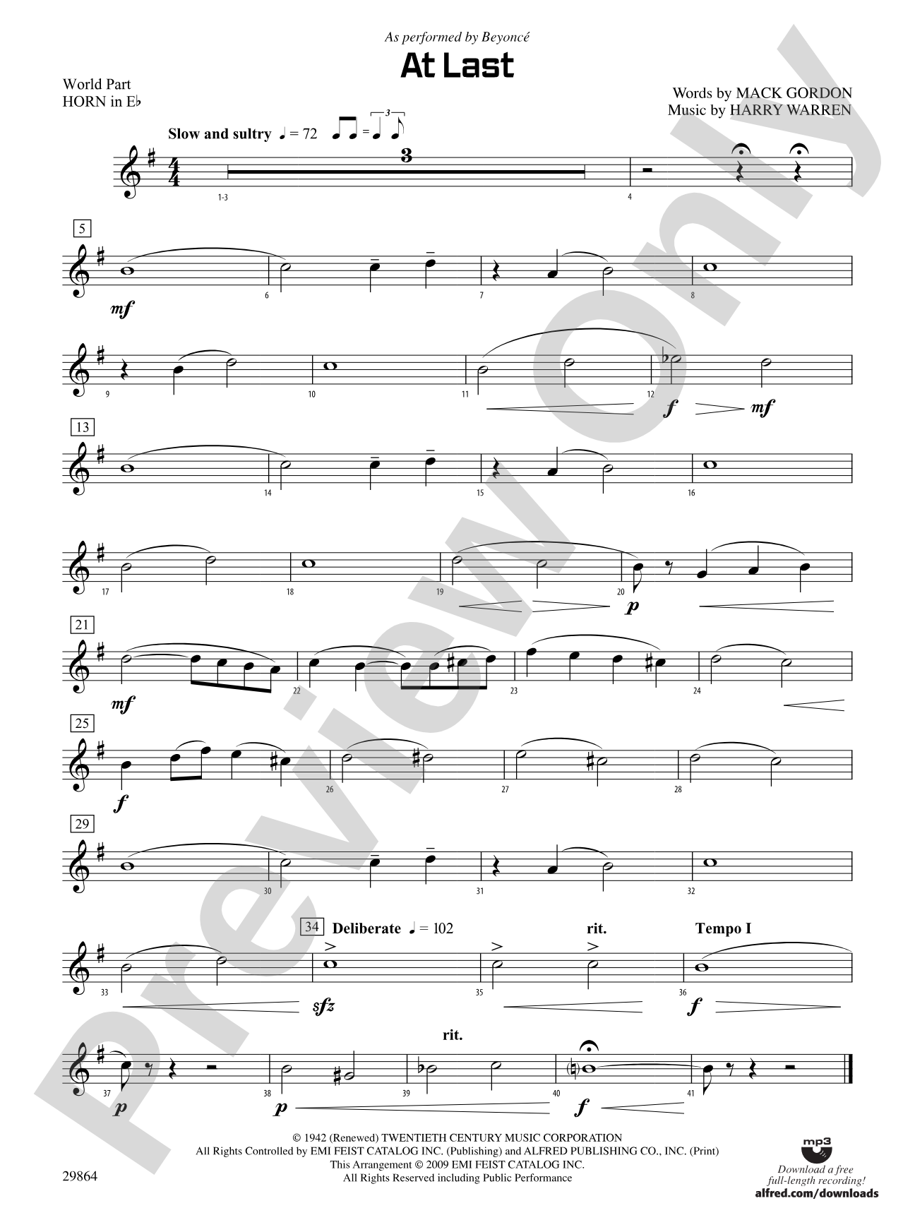 At Last: (wp) 1st Horn in E-flat