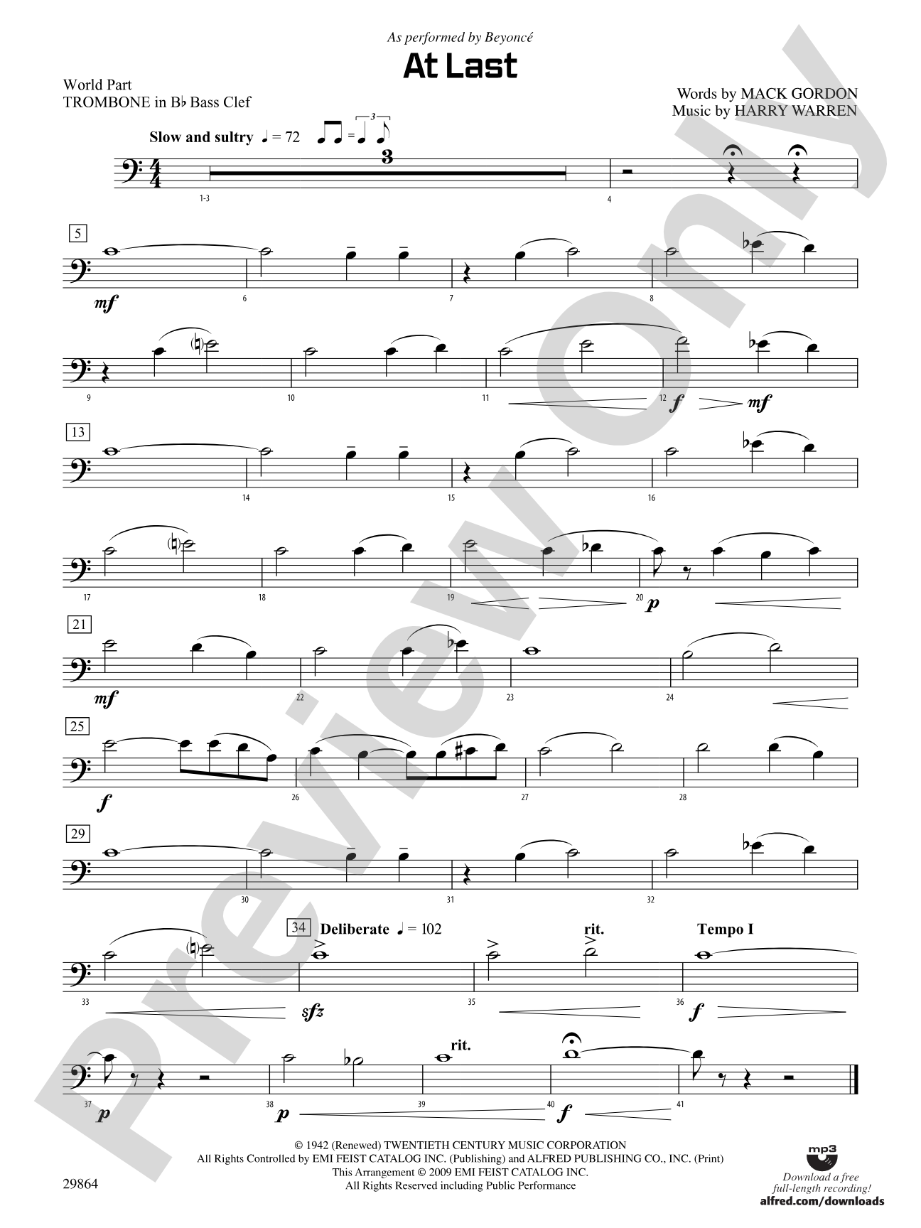 At Last: (wp) 1st B-flat Trombone B.C.