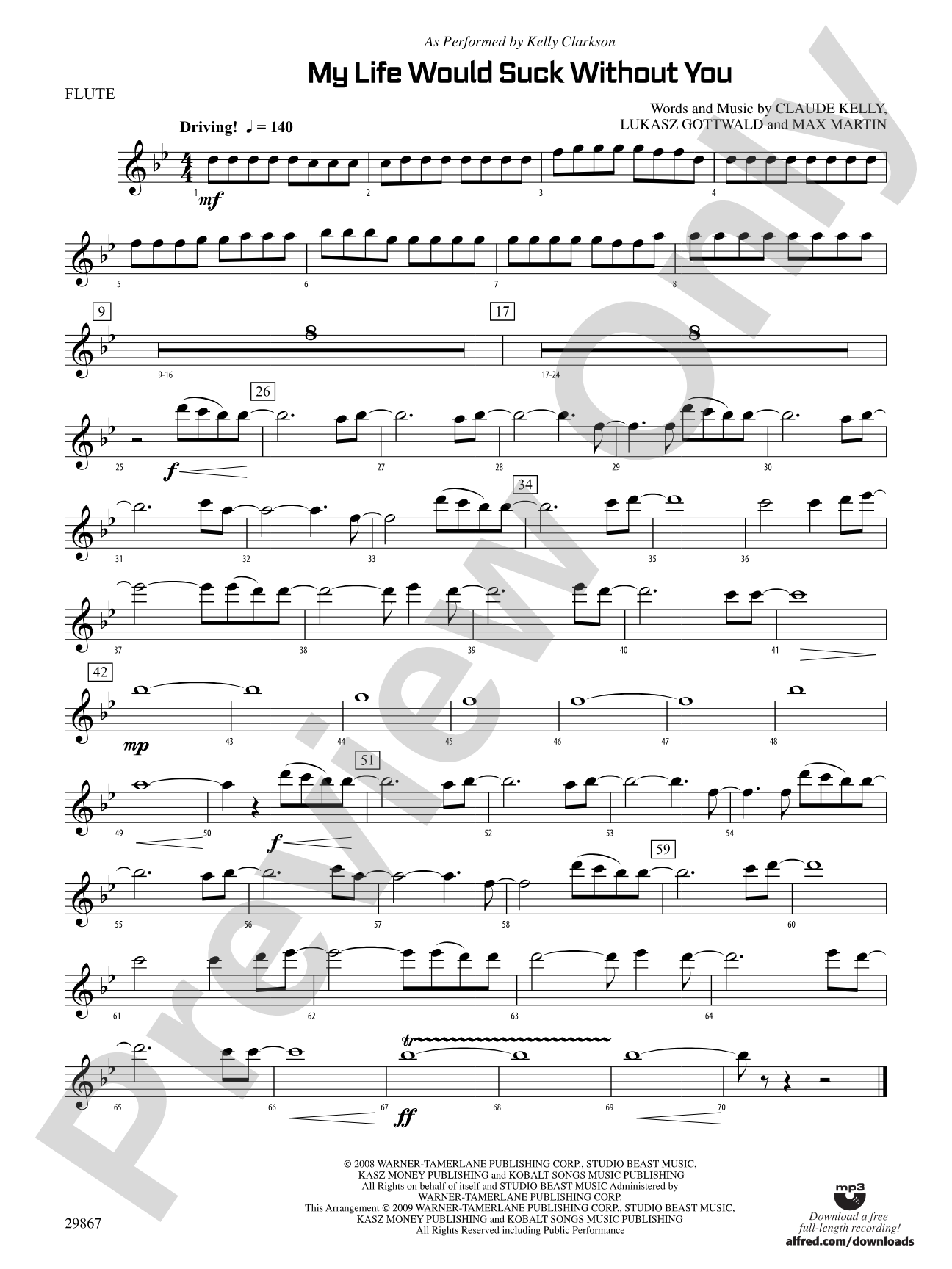 My Life Would Suck Without You: Flute