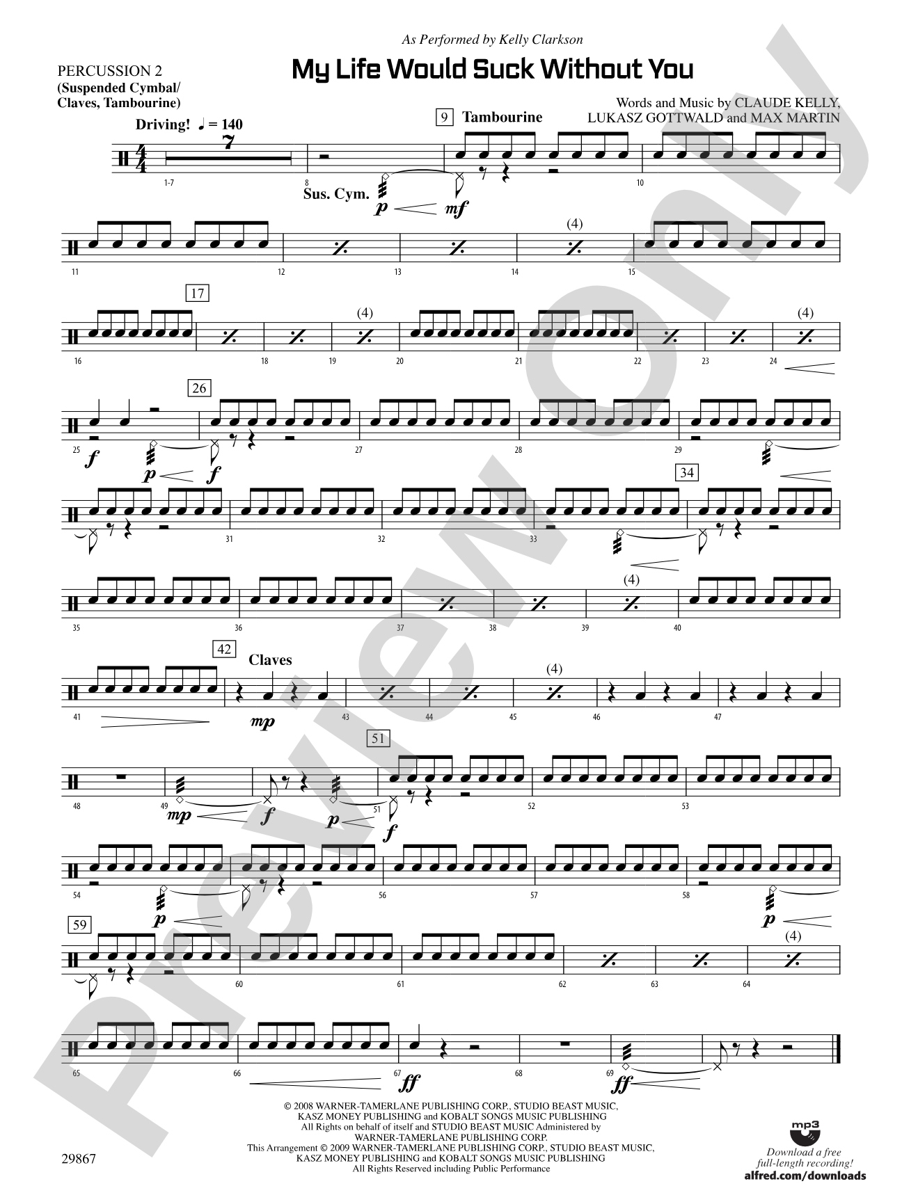 My Life Would Suck Without You: 2nd Percussion