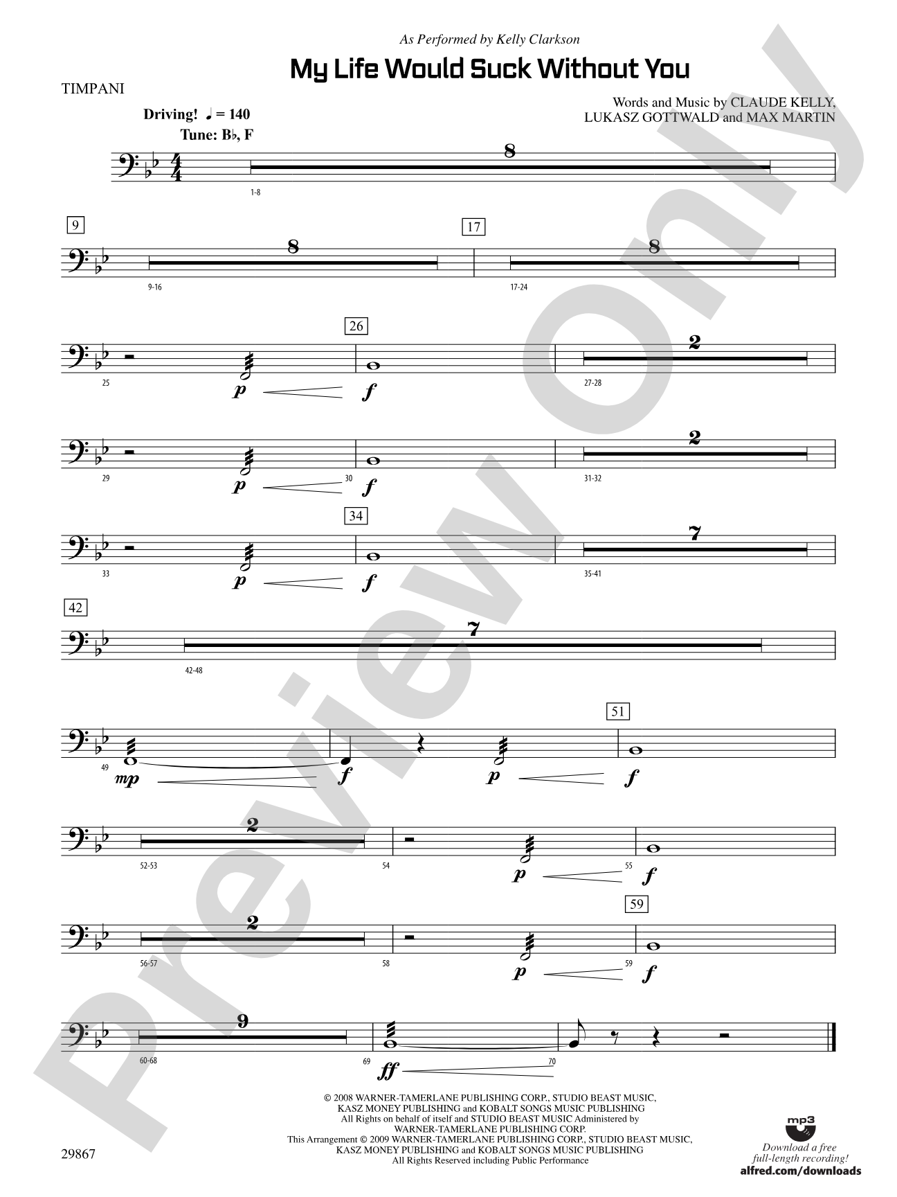 My Life Would Suck Without You: Timpani