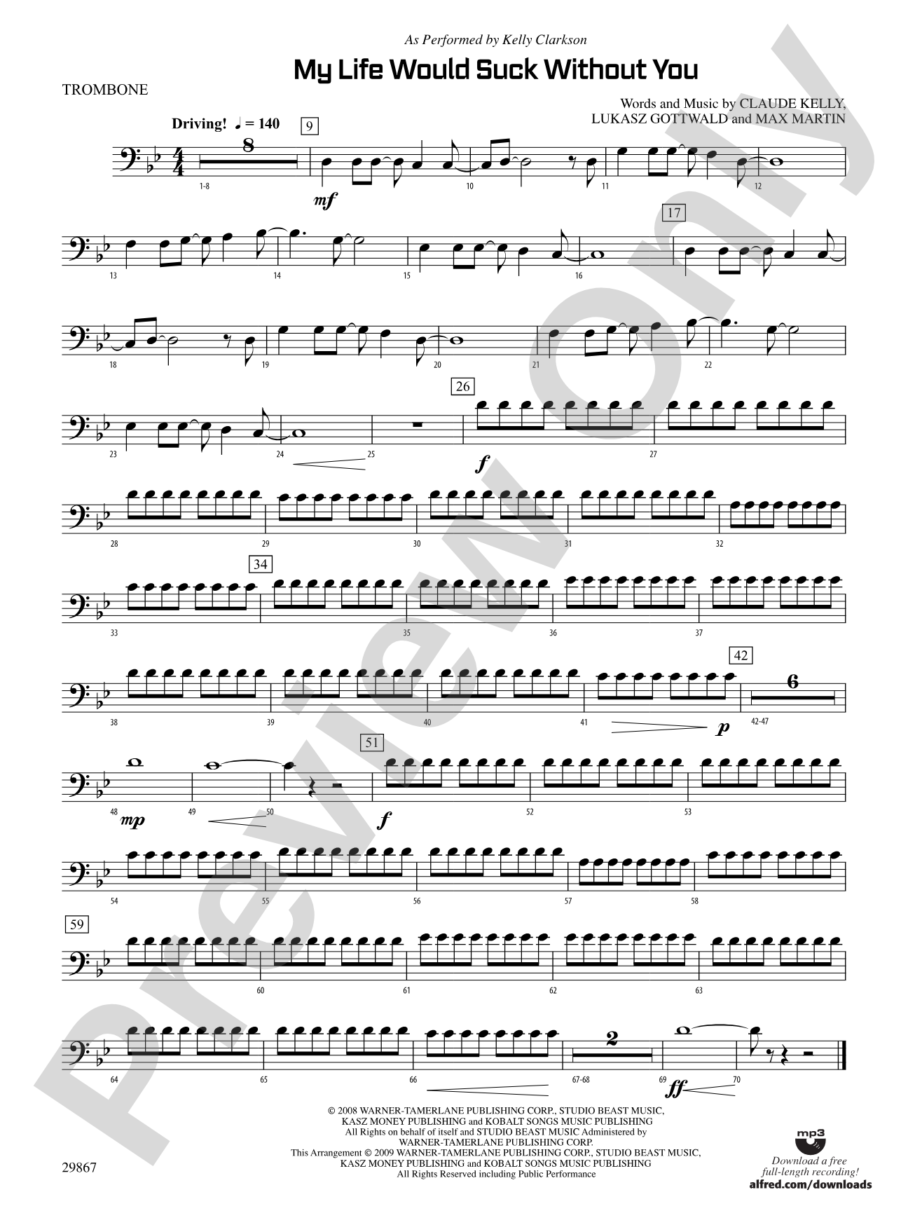 My Life Would Suck Without You: 1st Trombone