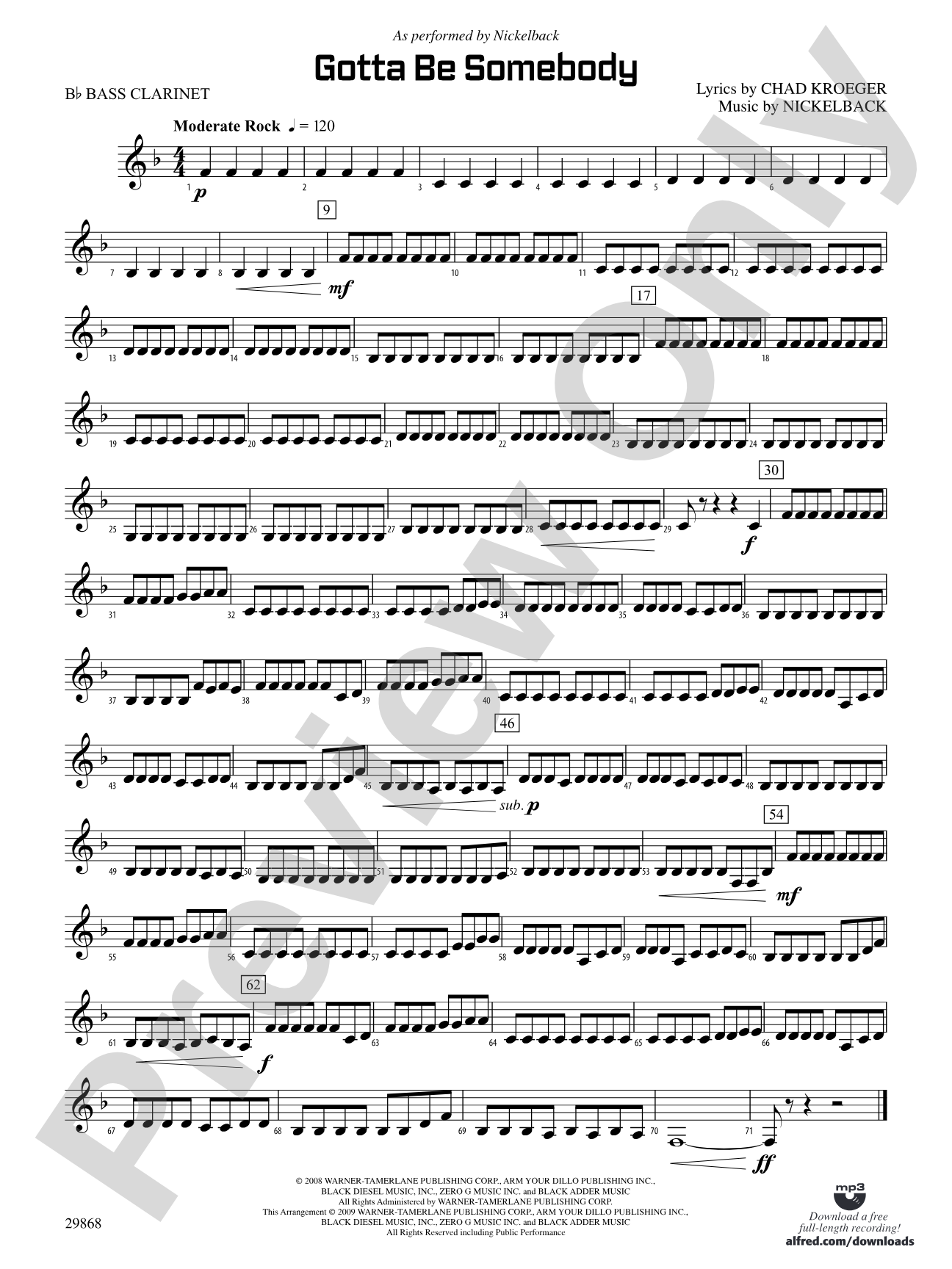 Gotta Be Somebody: B-flat Bass Clarinet